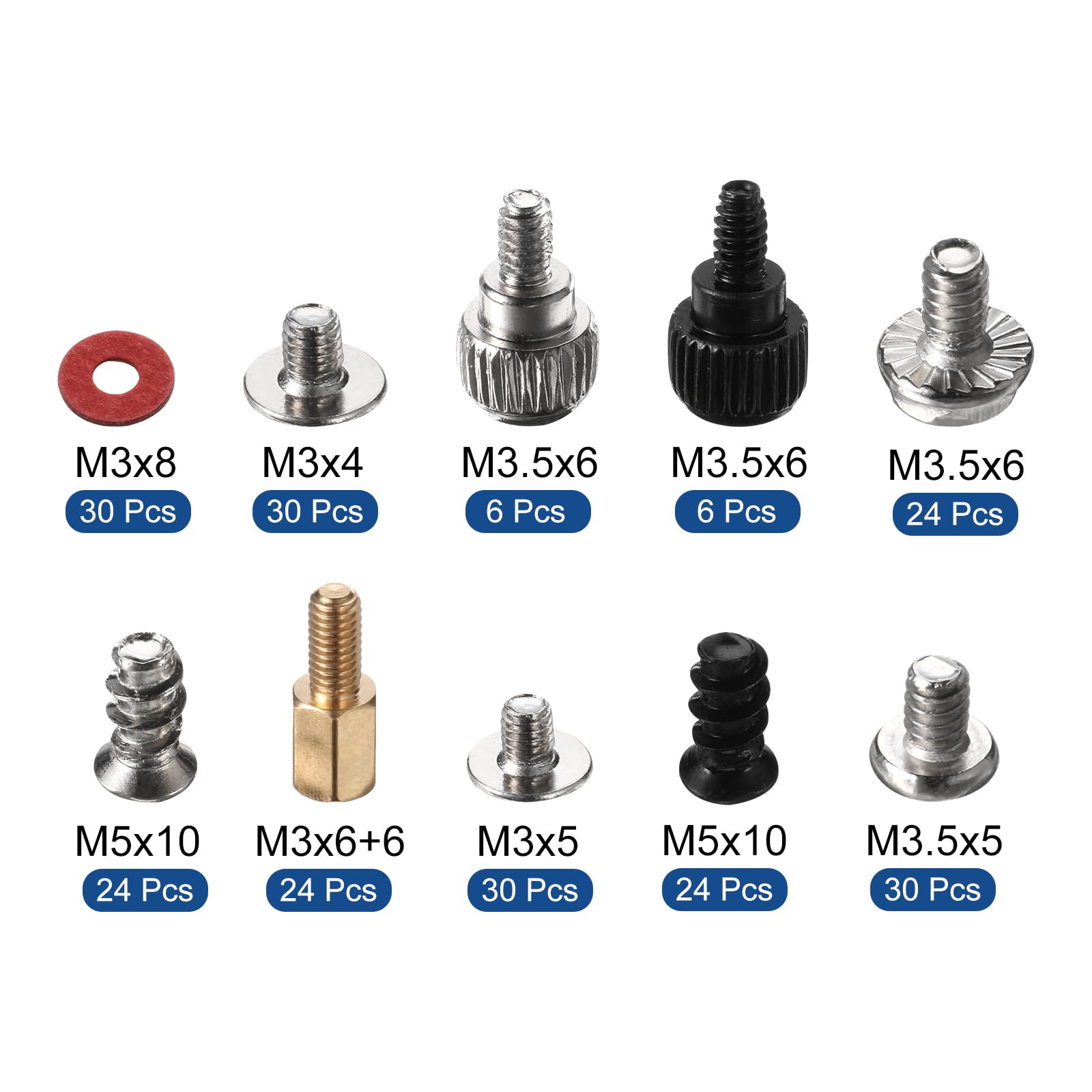 228pcs PC Computer Screws Standoffs Kit - Motherboard, Hard Drive, Fan & Graphics Card Mounting Hardware Set | Perfect for Computer Building, Repair and Upgrades