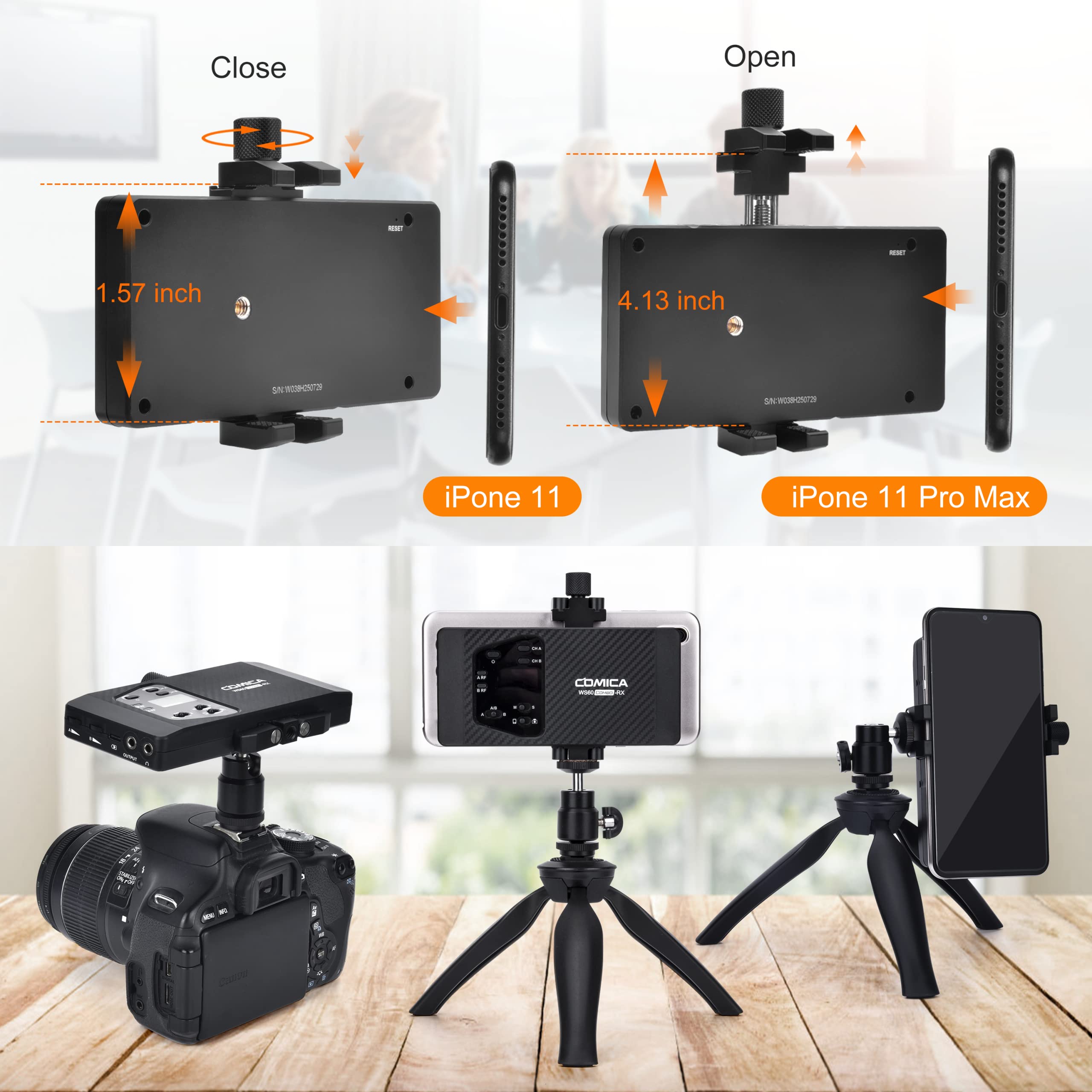 COMICA CVM-WS60 UHF Wireless Lavalier Microphone - 12-Channel Dual System for iPhone, Samsung, DSLR - 194ft Range - Ideal for YouTube Vlogging, Podcasting & Smartphone Recording - Perfect for Interviews, Live Streaming & Professional Audio Capture
