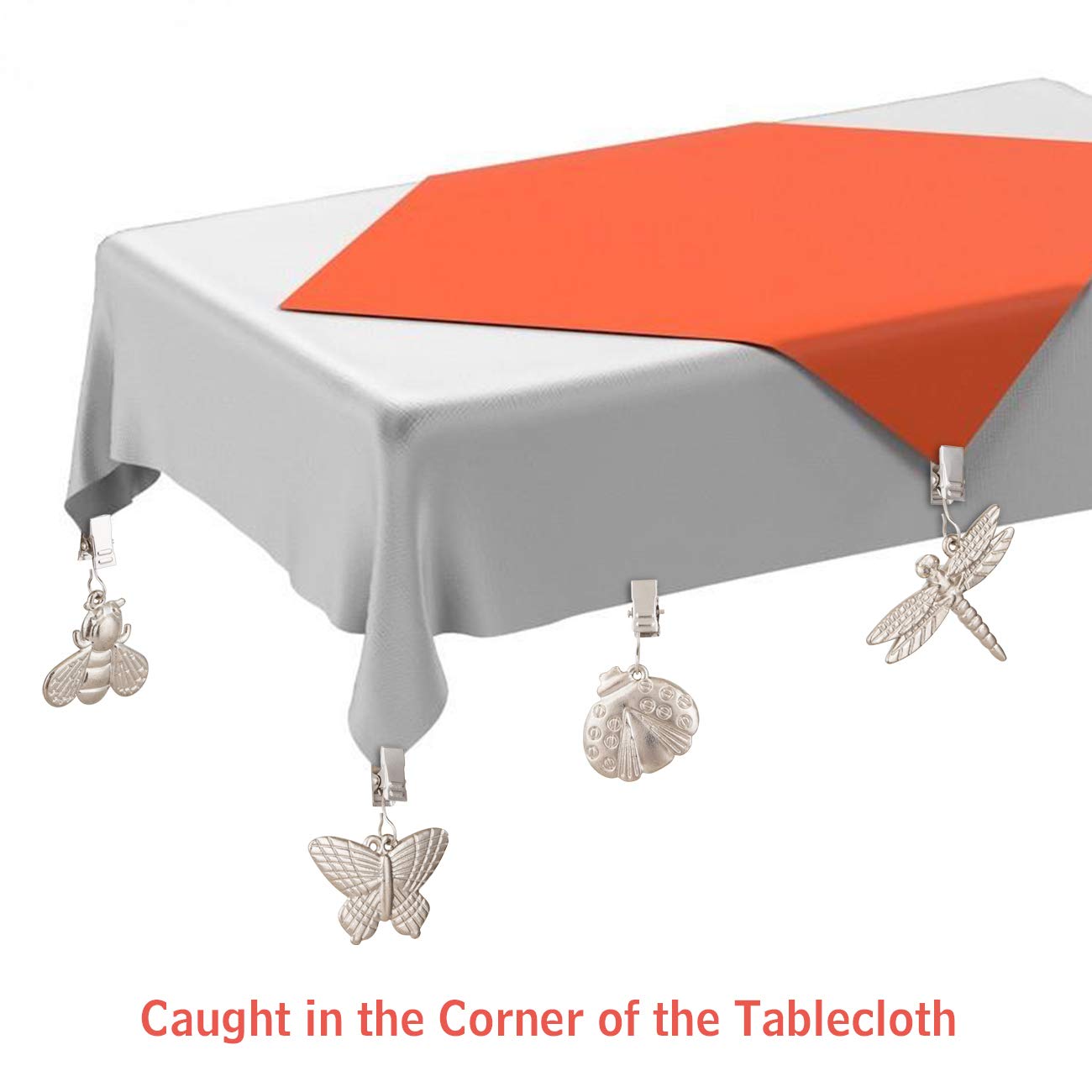 GWHOLE 4 Pack Metal Tablecloth Weights with Clips - Heavy Duty Table Cover Clamps for Outdoor, Garden, Party & Picnic Use - Secure Tablecloths in Windy Weather