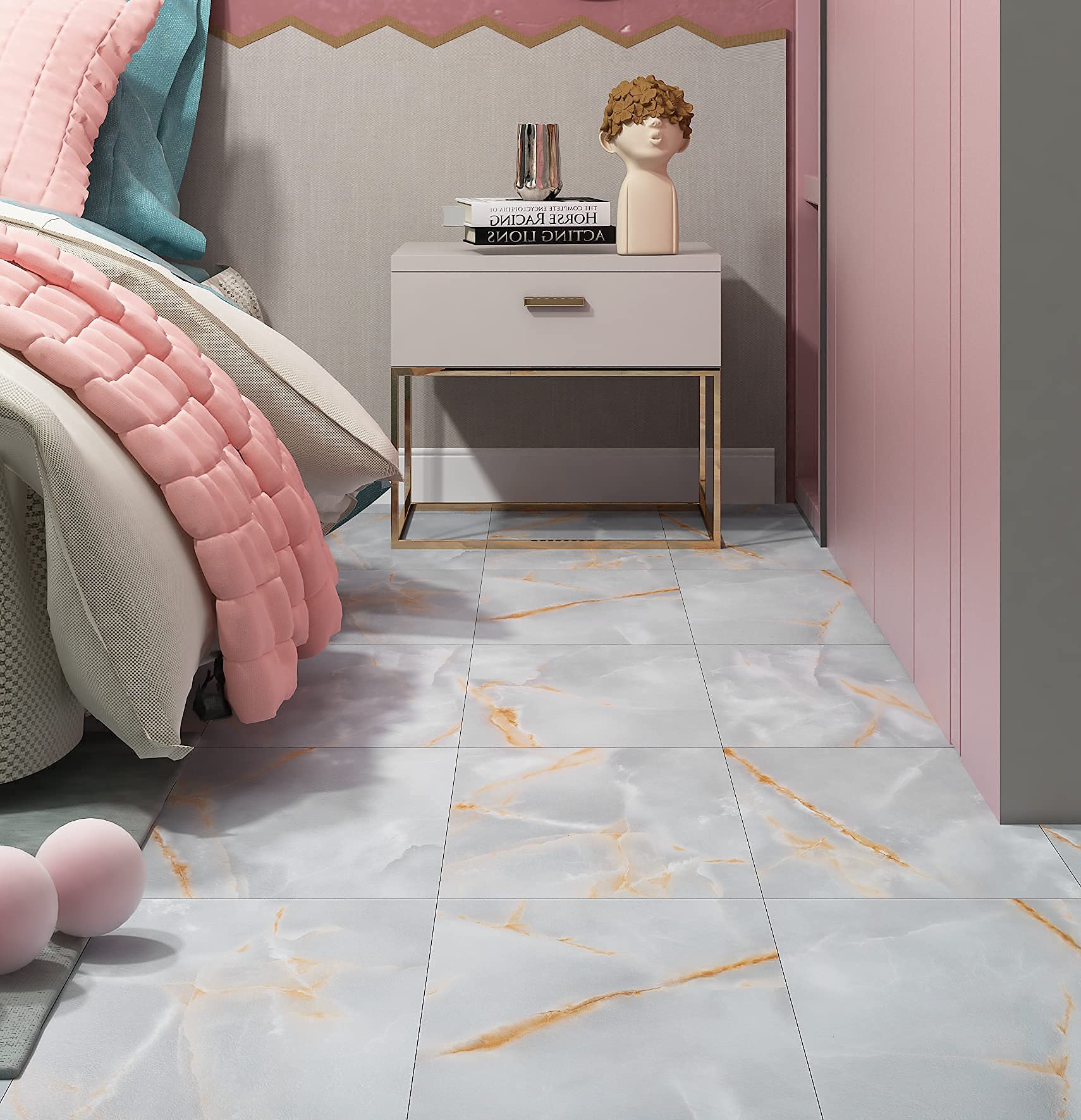 FunStick Marble Peel and Stick Floor Tile - 12