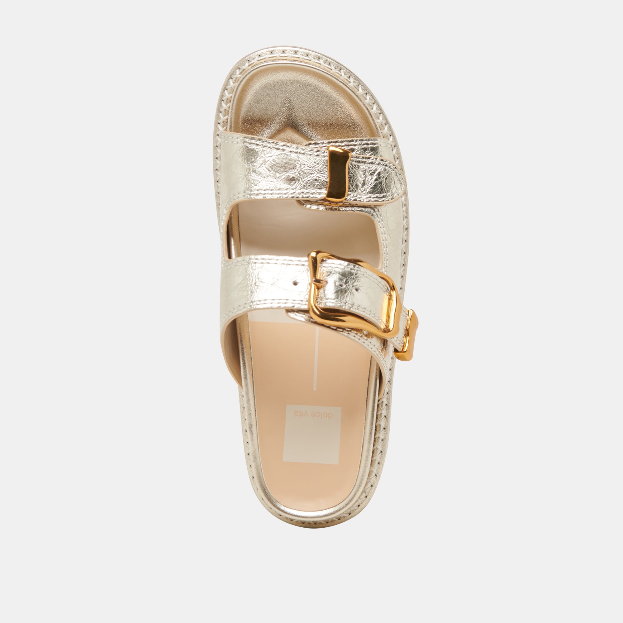 SEVANA Distressed Leather Sandals in Light Gold - Comfortable & Stylish Women's Summer Shoes for Beach, Vacation, and Casual Outings