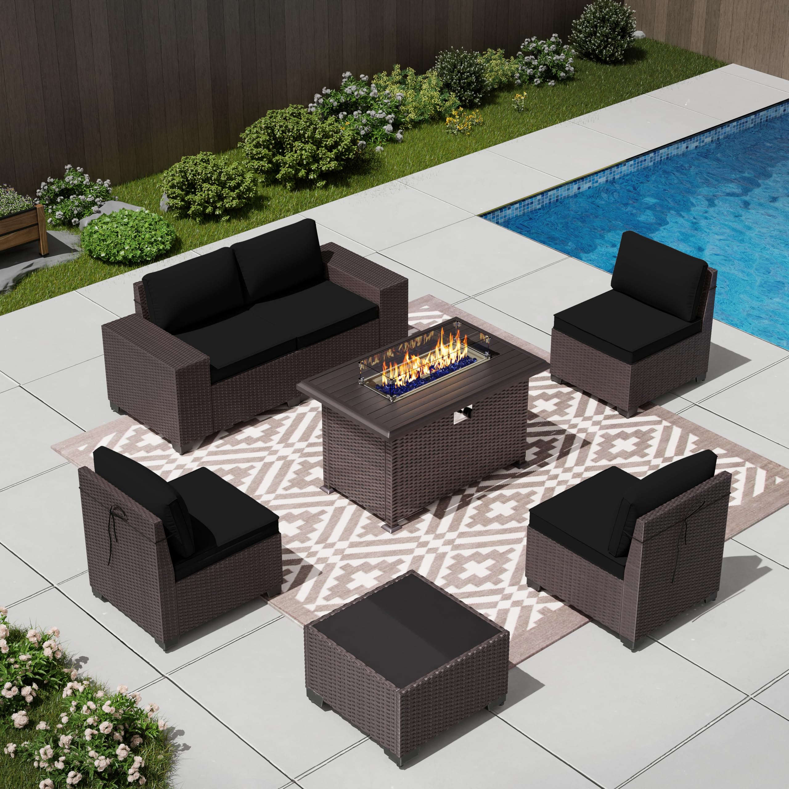 7-Piece Outdoor Patio Furniture Set with 43