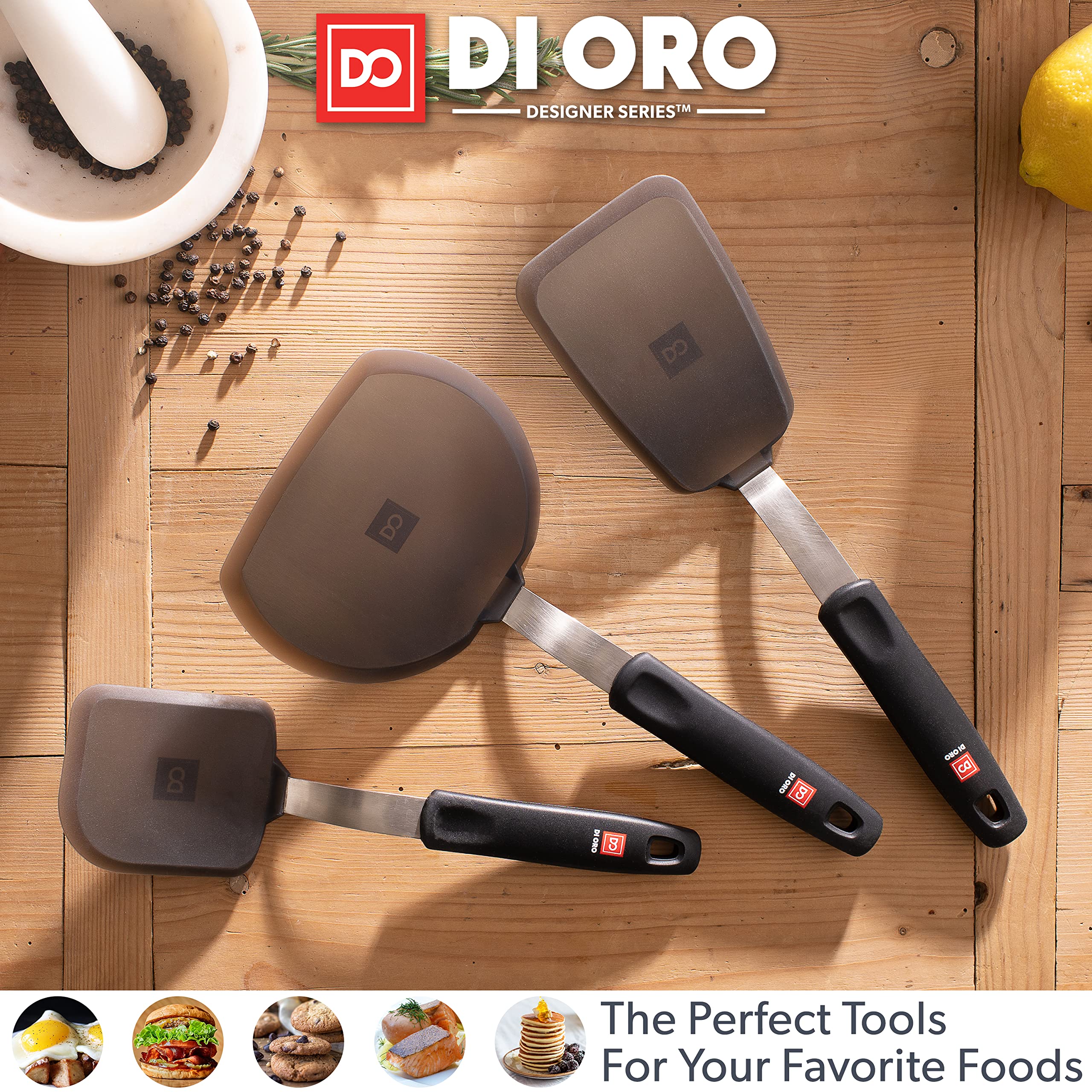 DI ORO 8-Piece Silicone Kitchen Utensil Set - Heat-Resistant Cooking Tools for Baking & Frying