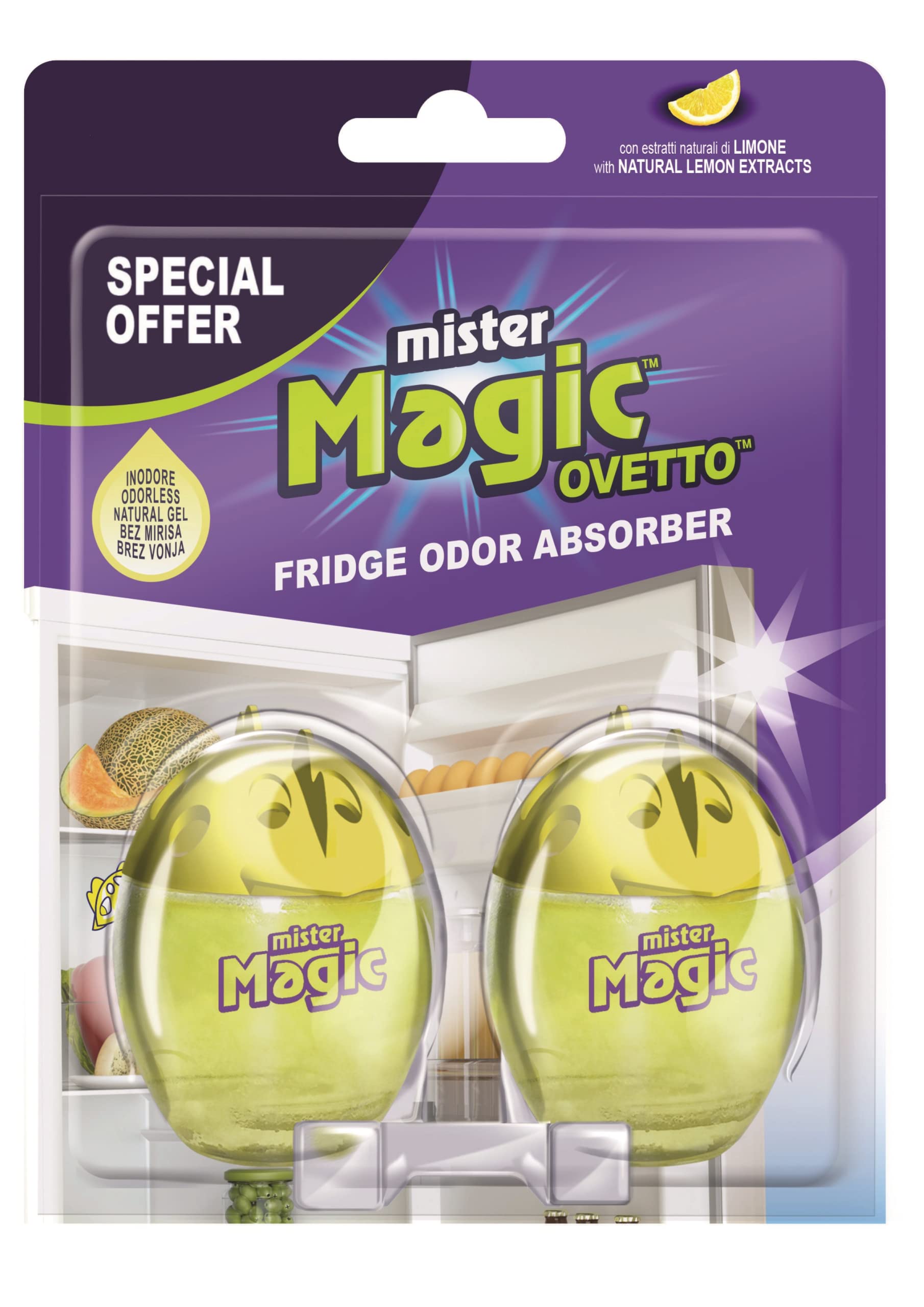 Natural Lemon Egg Odor Absorber for Refrigerator – Long Lasting 3 Months, Pack of 2 – Eliminate Fridge Smells & Keep Food Fresh