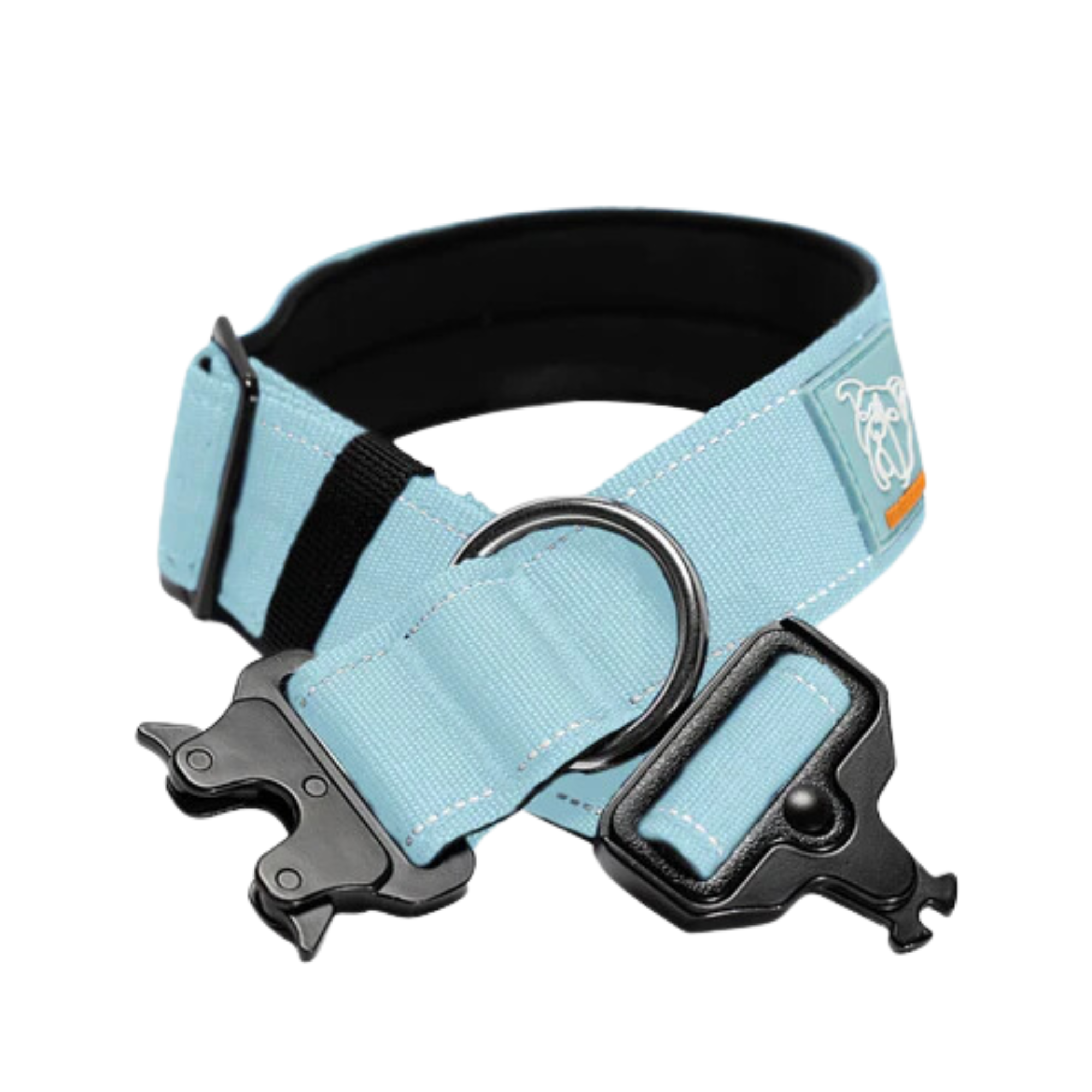 Premium Tactical Dog Collar - Heavy Duty Nylon Pet Collar with Metal D-Ring & Quick Release Buckle - Adjustable & Reflective for Safety - Perfect for Training, Hiking & Outdoor Adventures (Sky Blue)
