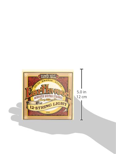 Ernie Ball Earthwood 12-String Light 80/20 Bronze Acoustic Guitar Strings, 9-46 Gauge (P02010) - Perfect for Folk, Rock & Country Music Performances