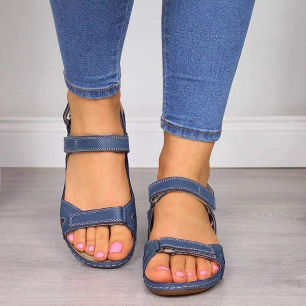 Women's Wide Width Wedge Platform Sandals with Ankle Strap & Studded Detail - Open Toe Summer Beach Shoes for Casual Outings, Vacations & Outdoor Activities