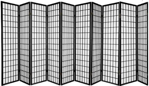 10 Panel Room Divider Screen - Black Square Design Folding Partition for Home, Office & Event Spaces - Privacy Screen & Room Separator for Bedroom, Living Room & Commercial Use