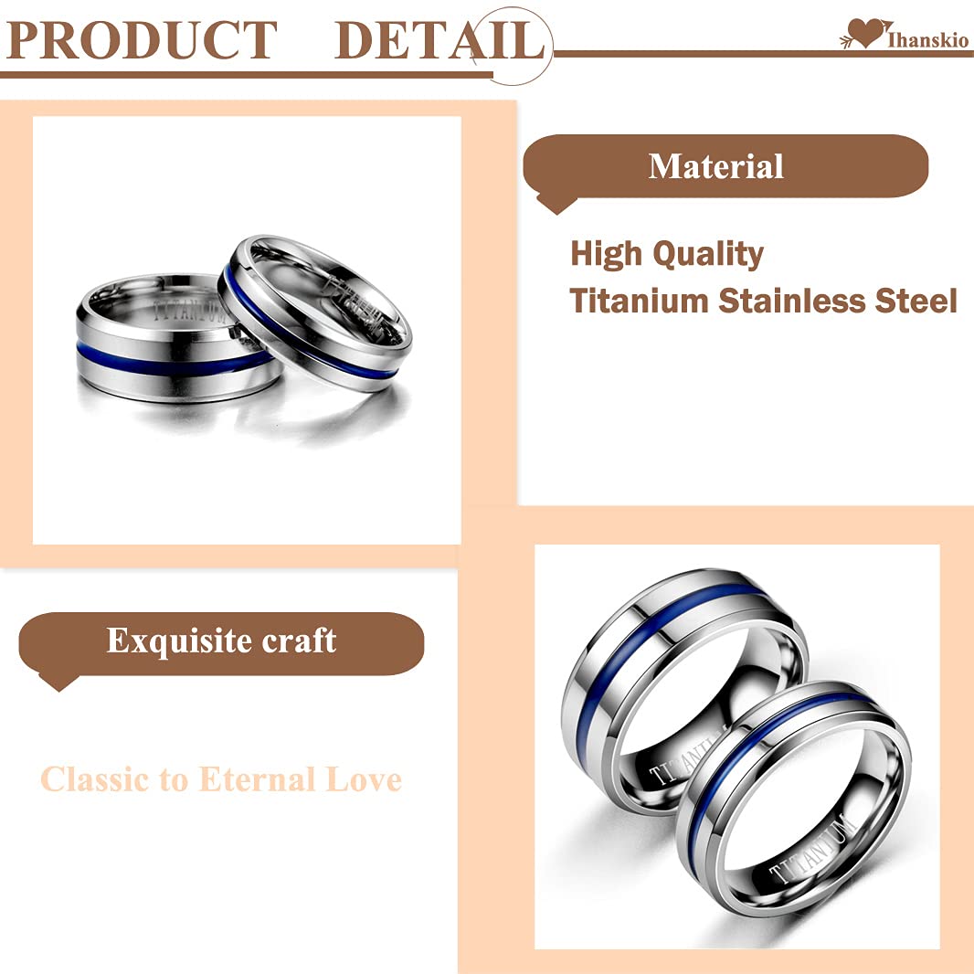 Custom Couple Rings for Wedding & Engagement - His & Hers Matching Titanium Steel Bands - Personalized Engraved Gift for Anniversary, Birthday & Valentine's Day - Perfect Romantic Gift for Couples & Lovers