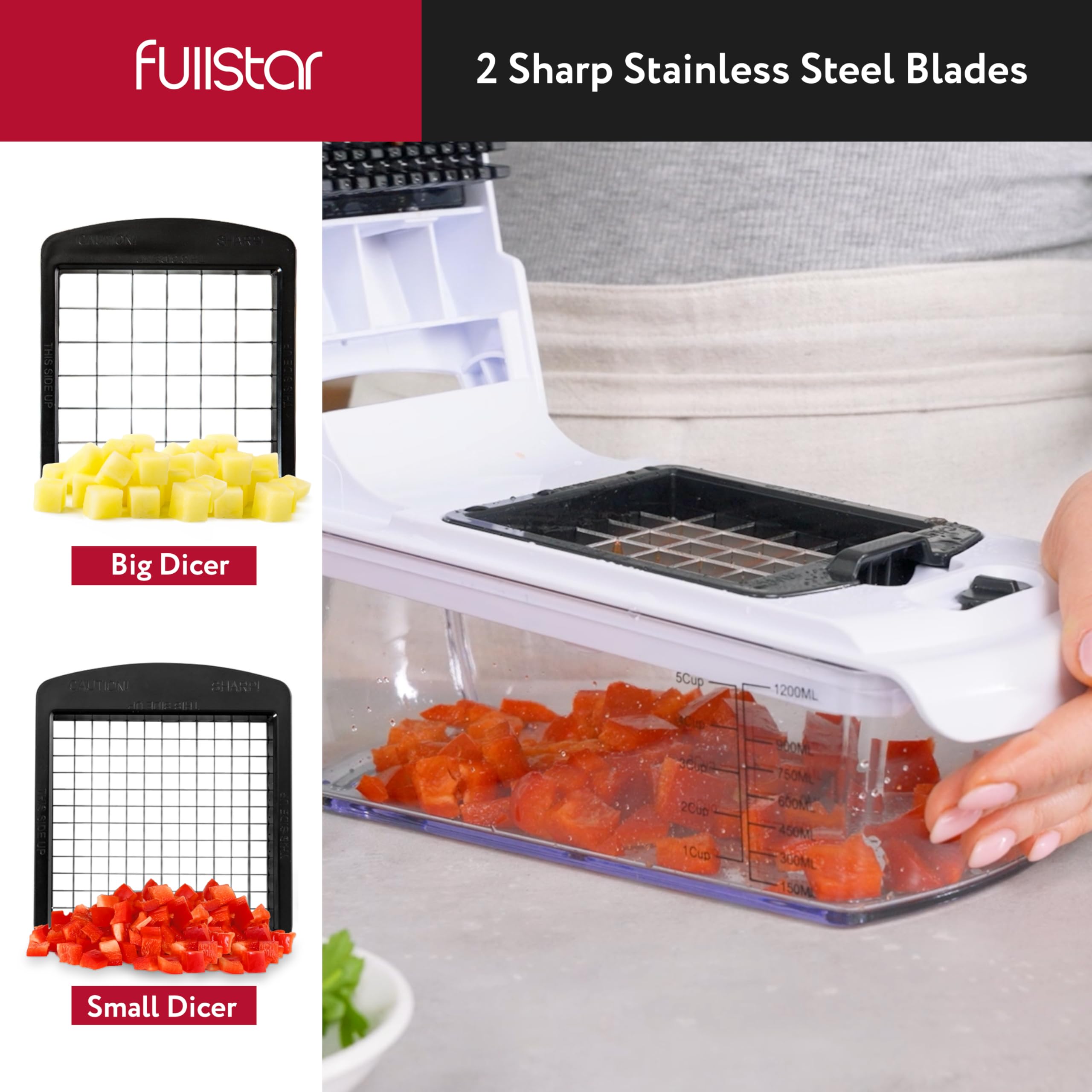 Fullstar 7-in-1 Vegetable Chopper & Slicer with Container - Perfect for Salad Prep & Onion Slicing
