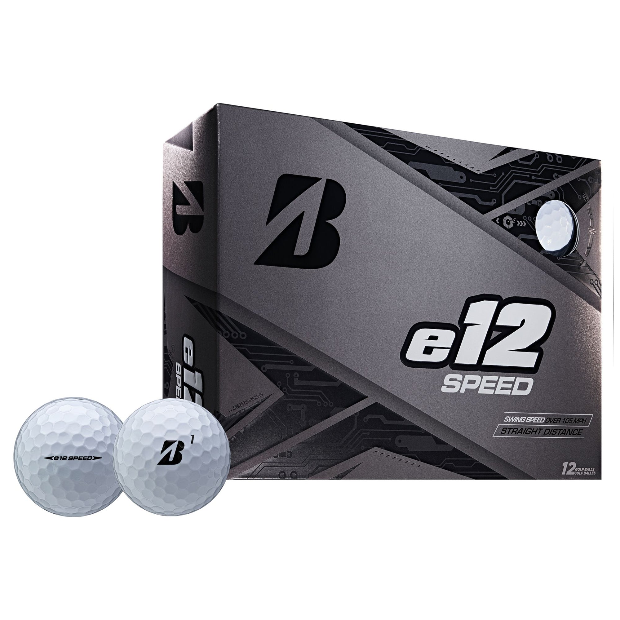 Bridgestone e12 SPEED White Golf Balls - Premium Golf Balls for Distance & Control (12 Pack) - Perfect for Driving Range, Tournament Play & Golf Practice