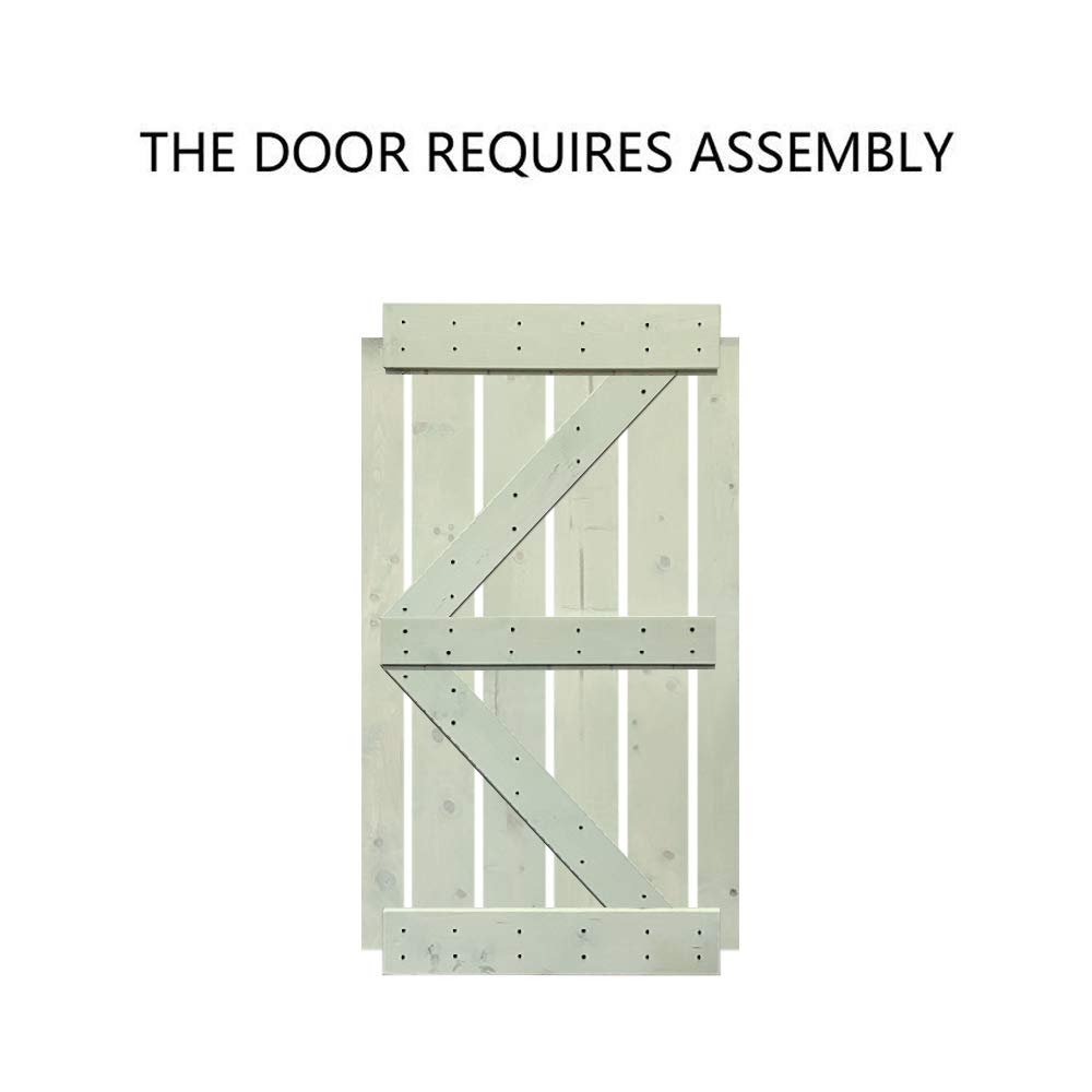 TMS Paneled Wood Colonial Maple Stained K Series DIY Barn Door with Sliding Hardware Kit - 84