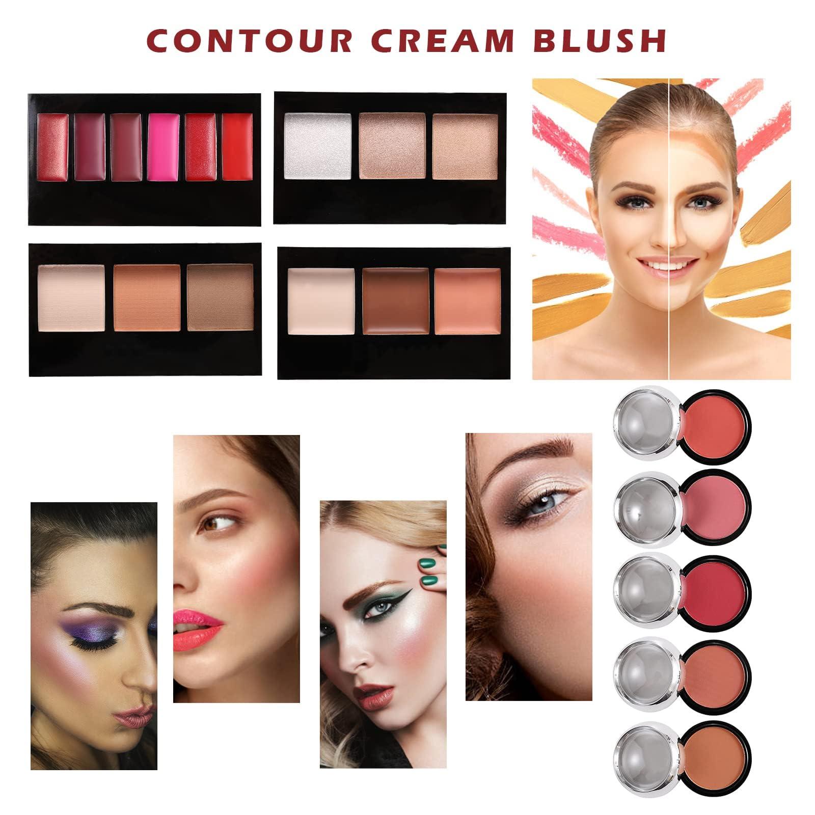 106 Pcs Professional All-in-One Makeup Kit for Women & Teens - Complete Cosmetic Set with Eyeshadow Palette, Lipstick, Concealer, Foundation, Lip Gloss & Brushes (Red) - Perfect for Daily Use, Parties & Special Occasions