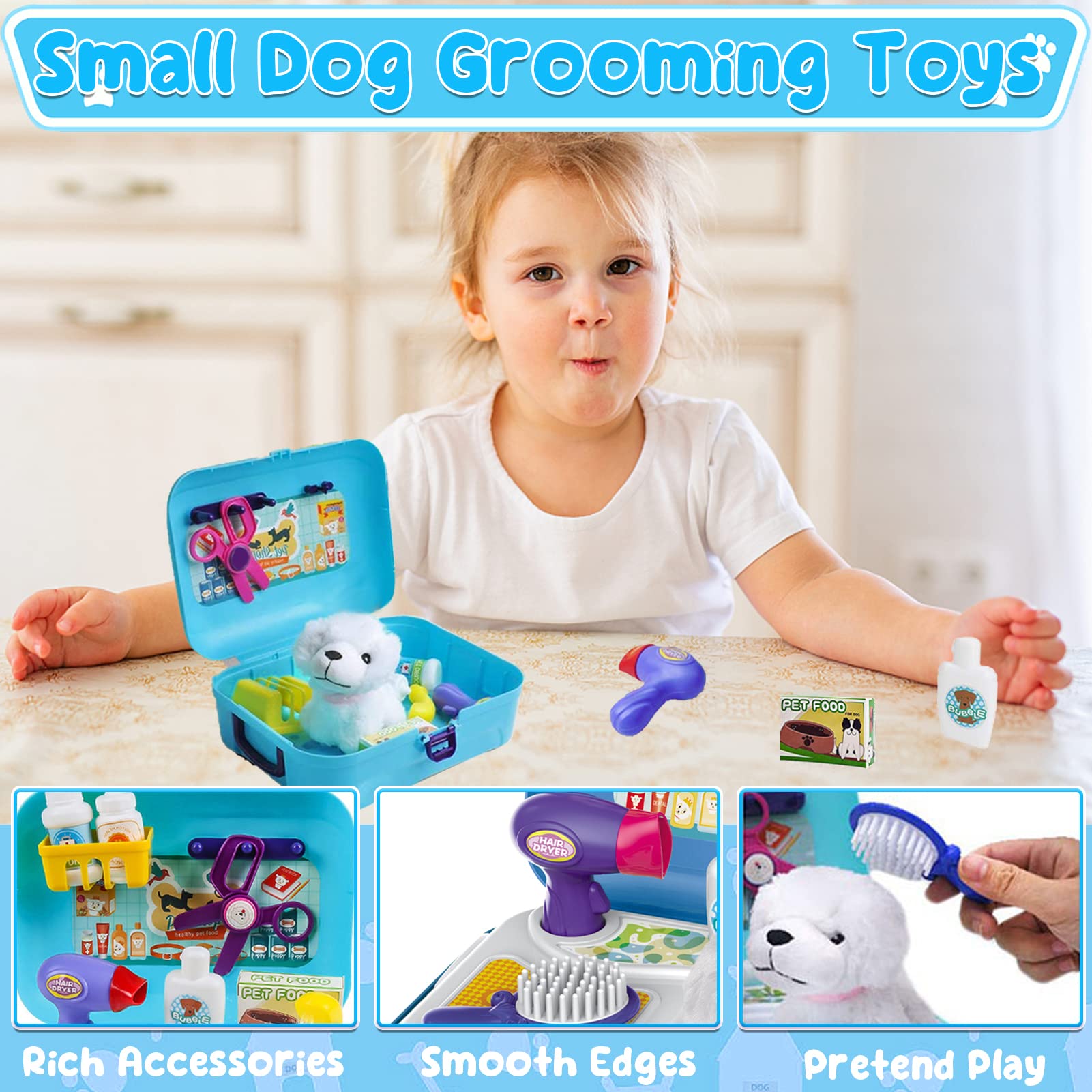 16-Piece Pet Vet Doctor Kit for Kids - Pretend Play Dog Grooming & Care Toy Set for Animal Lovers | Perfect for Role Play, Birthday Gifts & Educational Fun