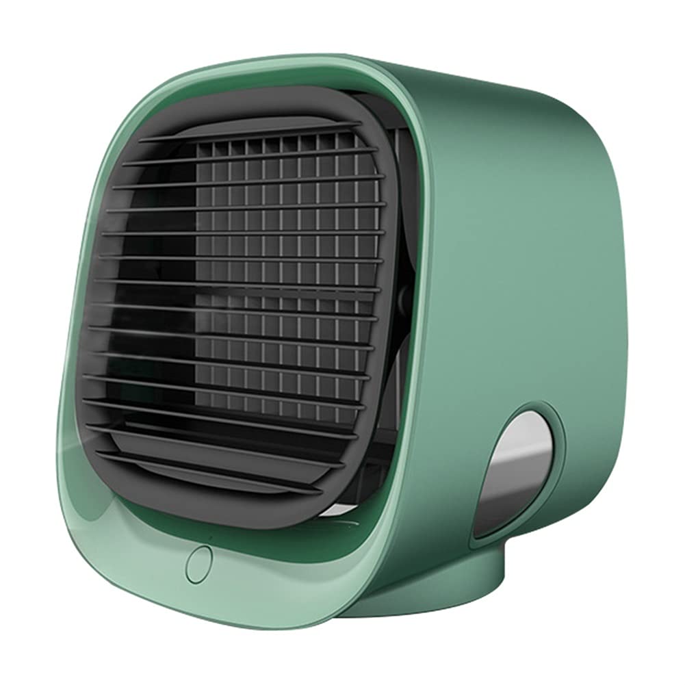 HBNNBV Mini USB Desktop Air Conditioner Fan - Portable Cooling Fan with Night Light, Humidifier & Air Purifier for Home, Office, Summer Use (Green) | Perfect for Bedroom, Desk, Travel & Outdoor Activities