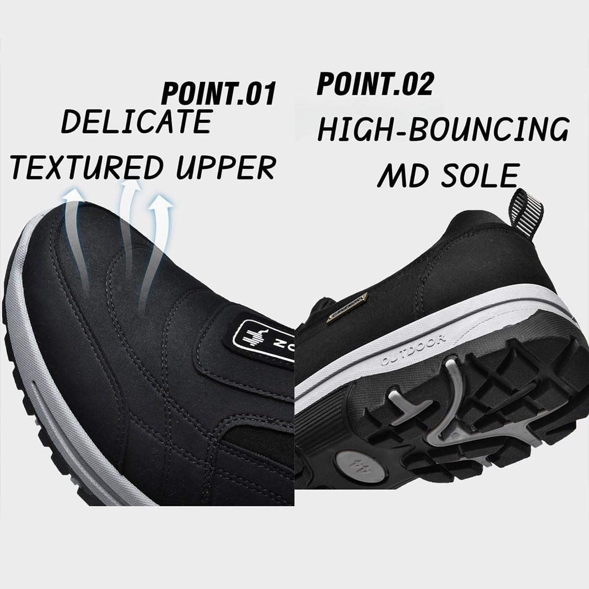 ReliefFoot Men's Waterproof Orthopedic Walking Shoes - Comfortable Support for Plantar Fasciitis & Flat Feet - Ideal for Hiking, Travel & Daily Walking