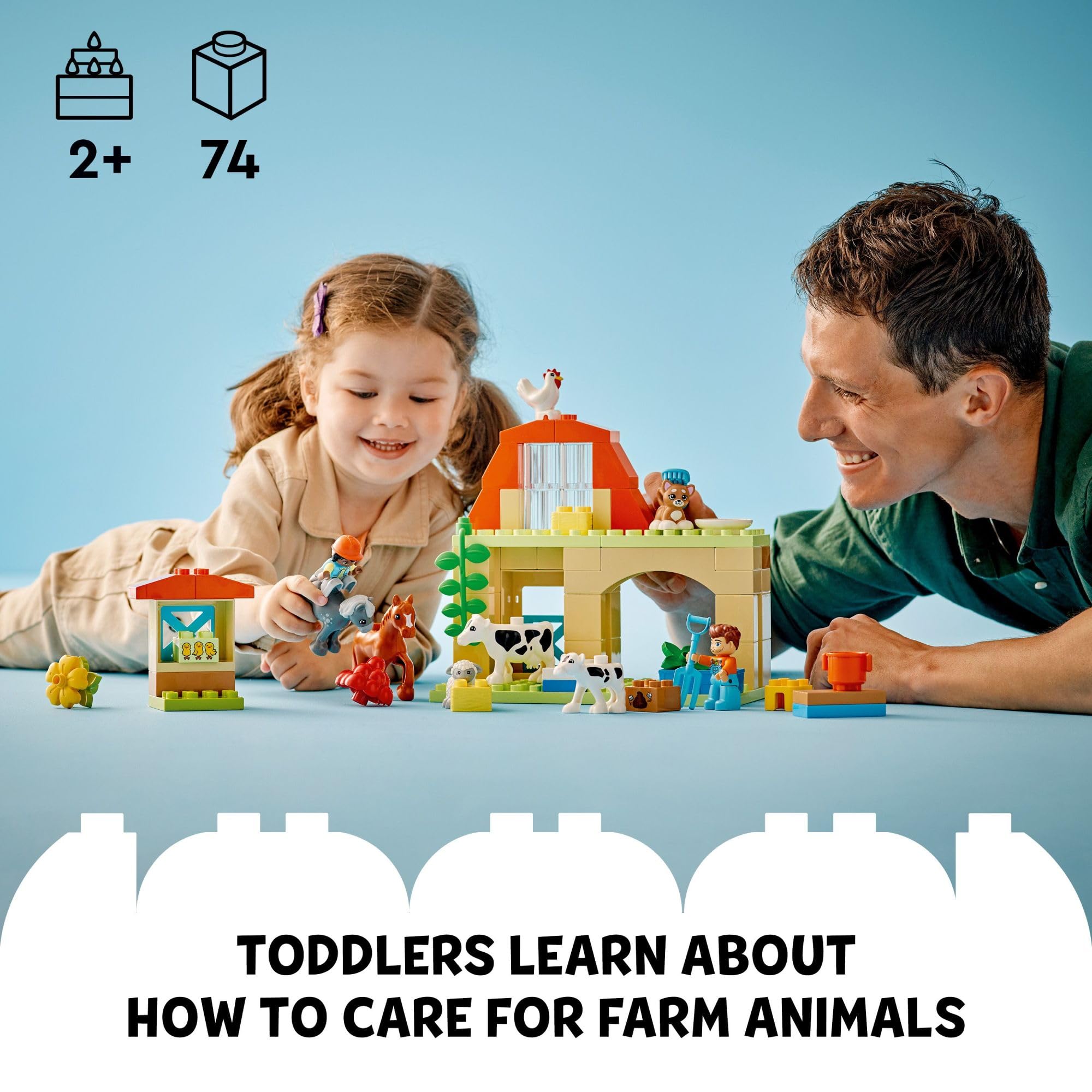 LEGO DUPLO Town Farm Animal Care Building Blocks Set - Educational Toddler Toys for Kids Ages 2-5 with Animal Figures - Pretend Play Learning Toys for Preschoolers | Perfect for Farm-Themed Playtime & Early Childhood Development