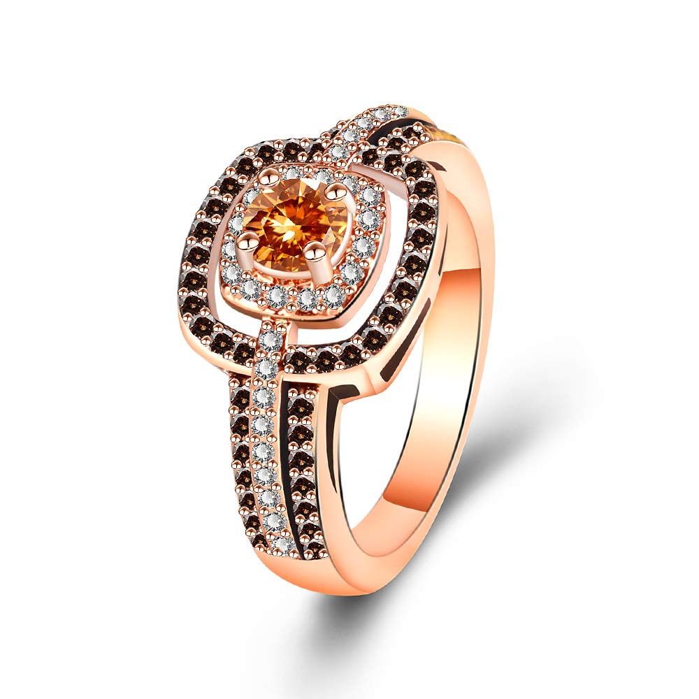 Elegant Hollow Cubic Zirconia Rose Gold Plated Wedding Engagement Ring for Women - Perfect Gift for Anniversary, Proposal & Special Occasions
