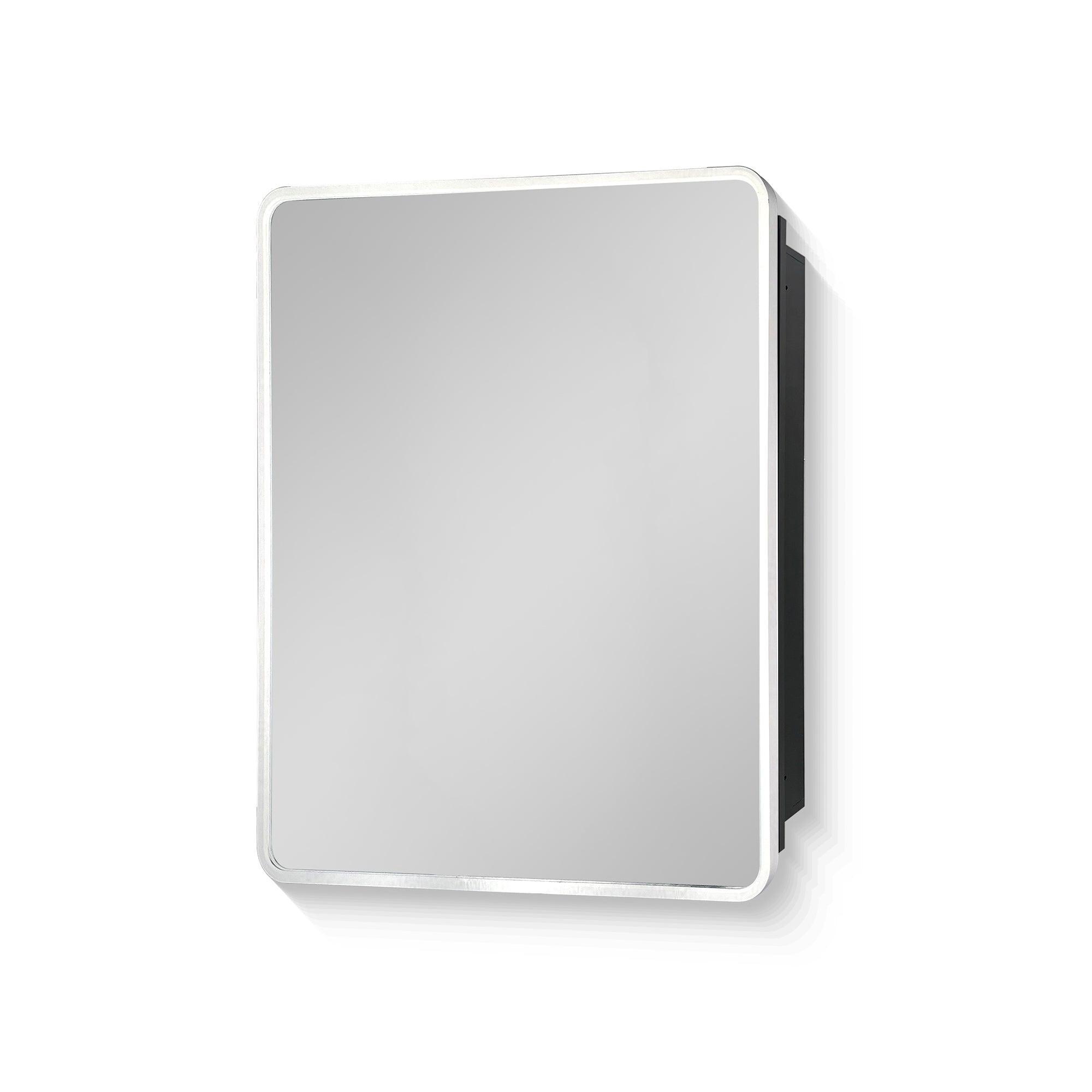 20 x 28 Inch Silver Metal Framed Wall Mount/Recessed Bathroom Medicine Cabinet with Mirror - Perfect for Small Bathrooms, Vanity Storage & Modern Home Decor