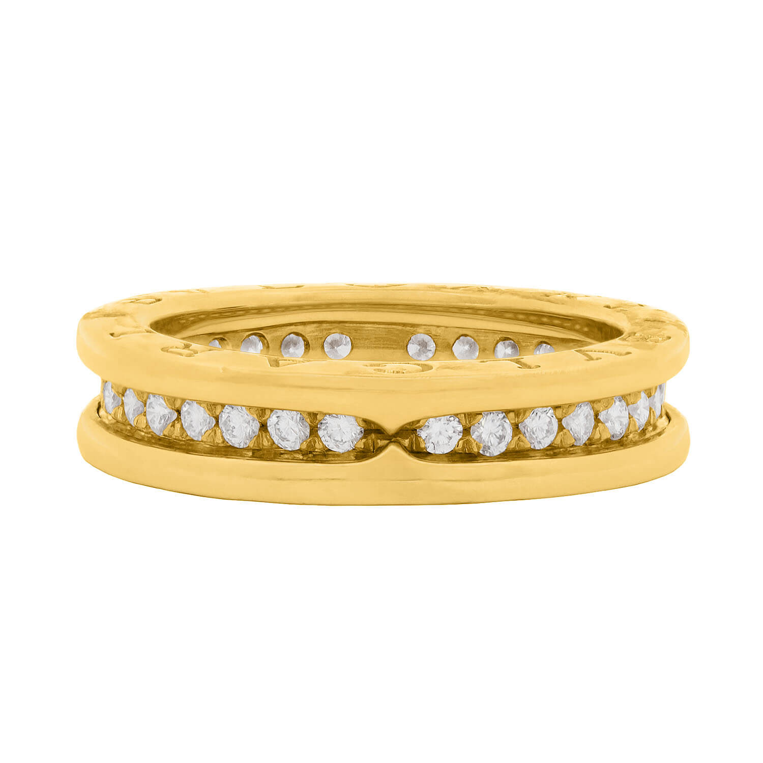 BULGARI 18K Gold Diamond Eternity Wedding Band Ring for Women - Luxury Bridal Jewelry & Anniversary Gift for Her
