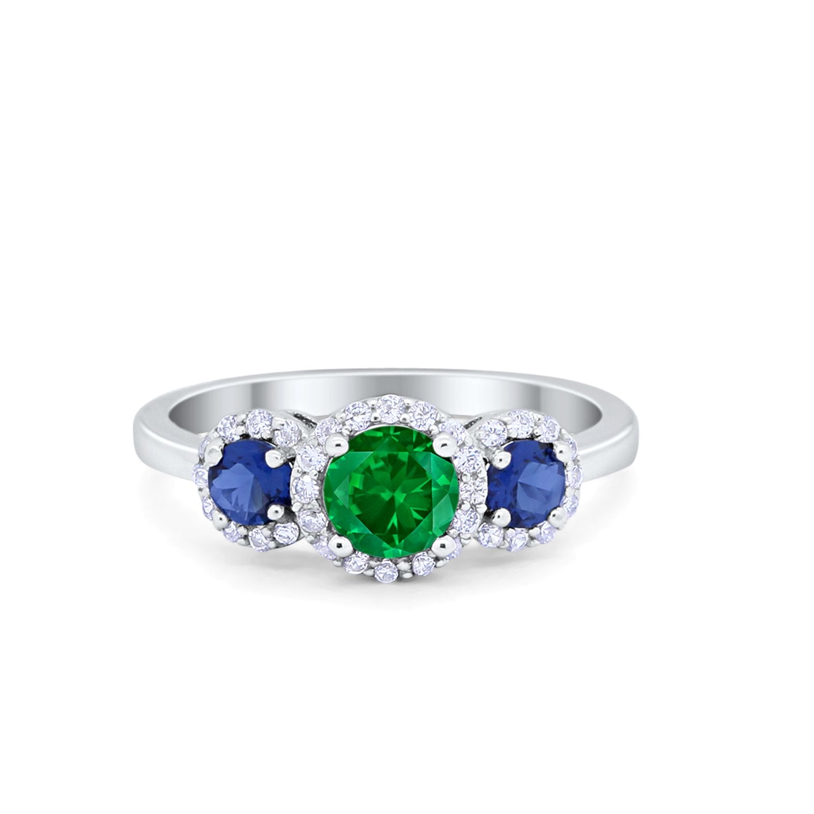 3 Stone Wedding Engagement Ring - Round Cubic Zirconia 925 Sterling Silver (Choose Color) - Perfect for Proposals, Anniversaries & Special Occasions