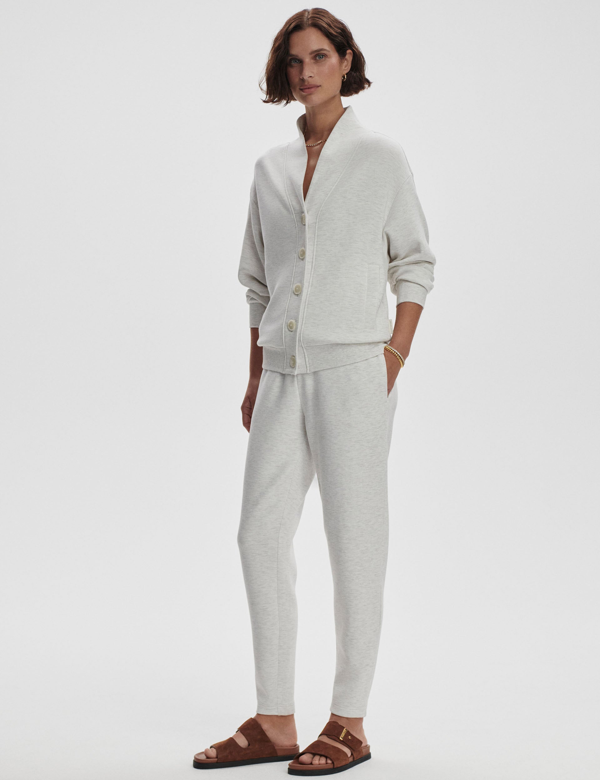 Celeste Button Through Sweater - Ivory Marl | Women's Casual Knit Pullover for Fall & Winter | Perfect for Office, Dates & Cozy Evenings