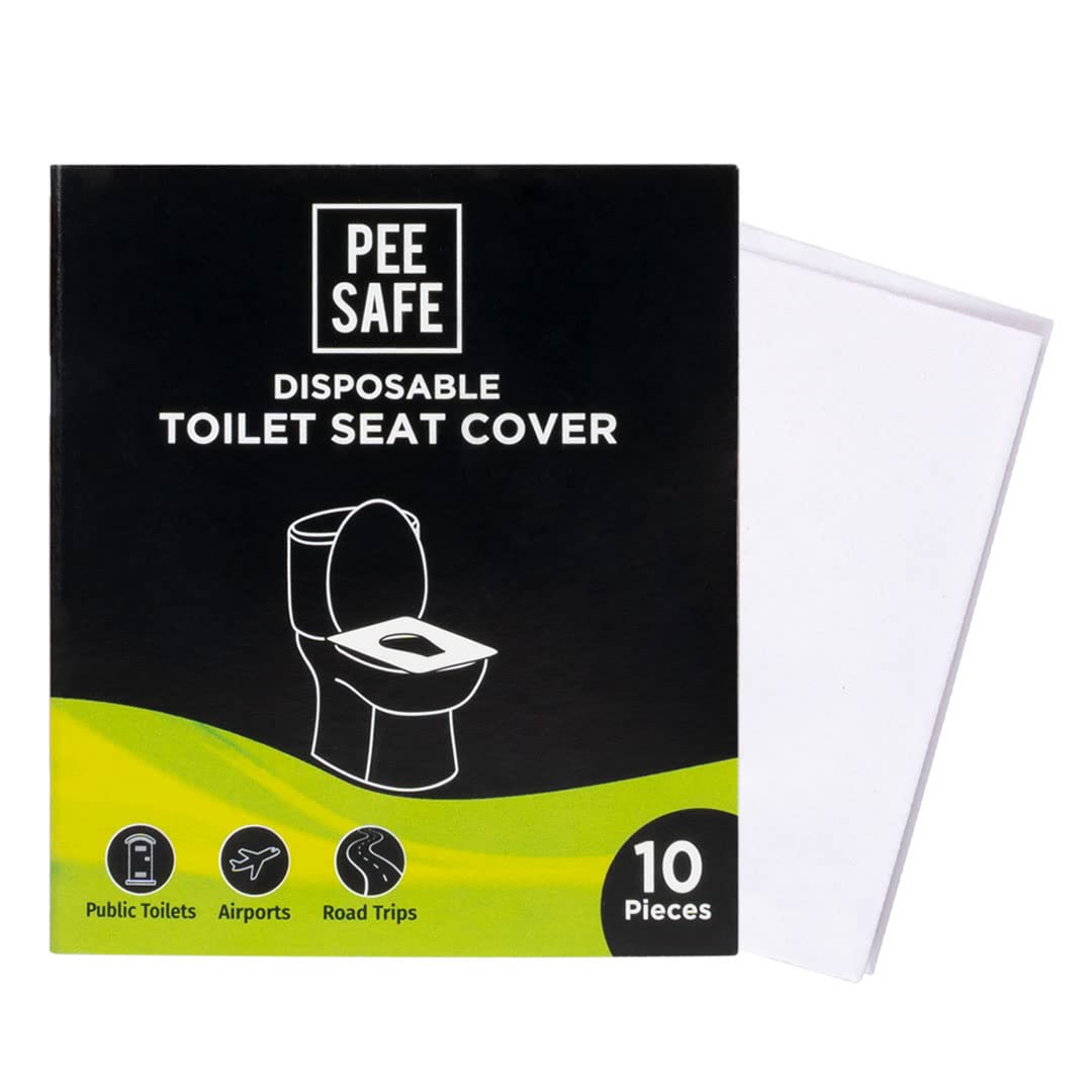 PEESAFE Women's Toilet Hygiene Kit - Mint Scented Toilet Seat Sanitizer Spray (50ml) & Disposable Toilet Seat Covers (10 Pack) | Germ Protection | Portable Travel Essentials for Public Restrooms, Airports & Camping Trips