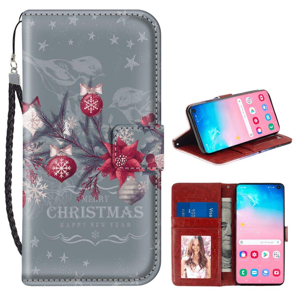 Samsung Galaxy S10 Wallet Case - PU Leather Phone Cover with Card Holder & Wrist Strap | Christmas Gift | Perfect for Daily Use, Travel & Shopping