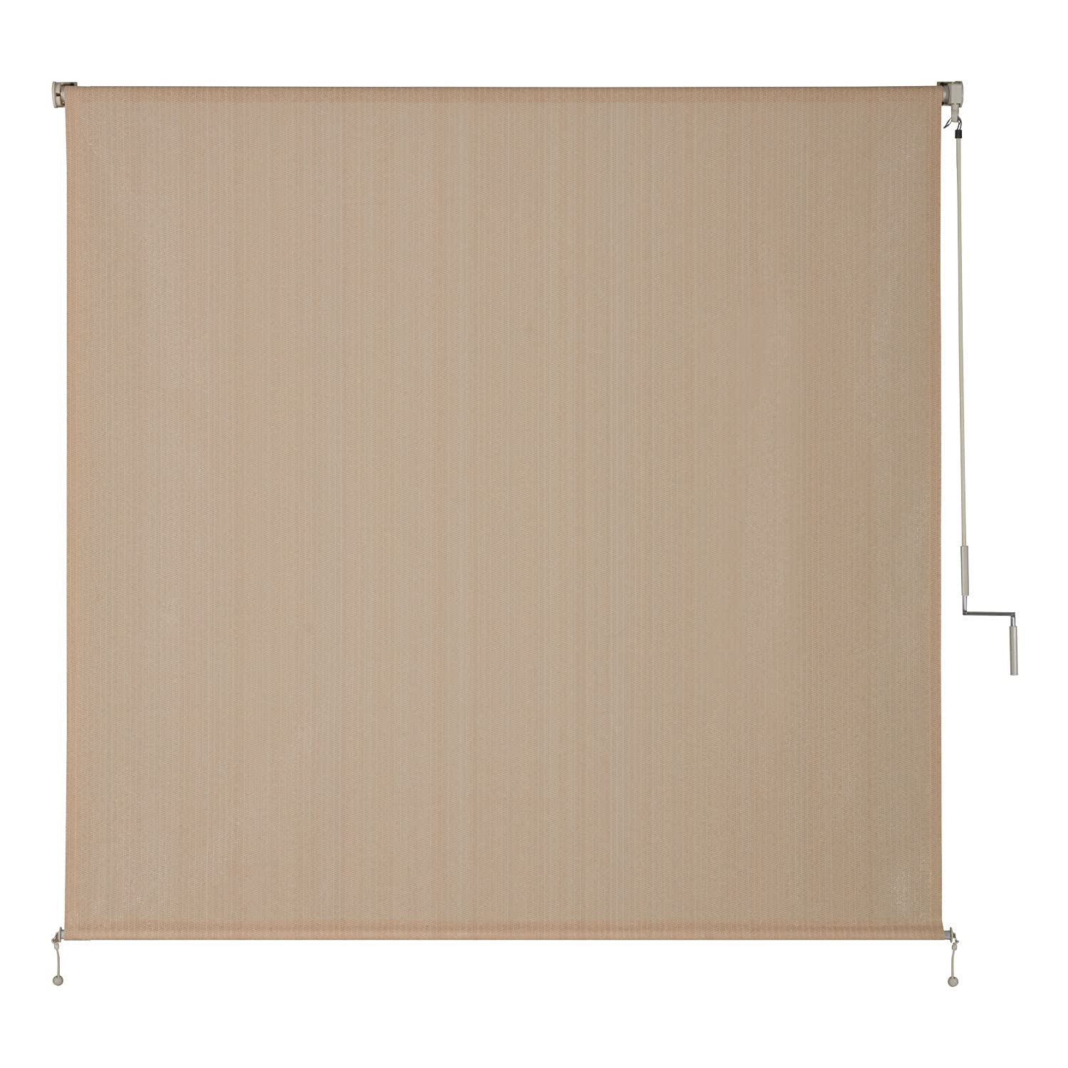 VICLLAX Outdoor Roller Shade - Cordless Patio Sun Shade Fabric 8' x 8' Wheat - UV Protection for Deck, Porch, Garden & Backyard Privacy