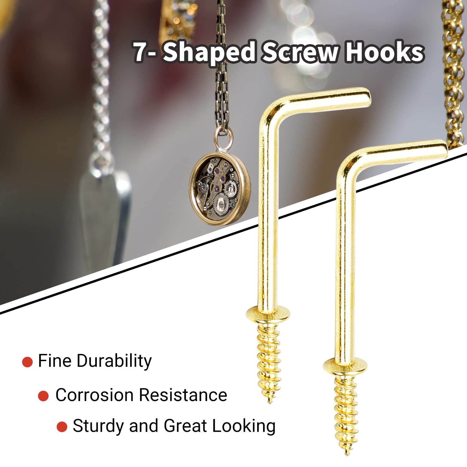 MroMax Brass Screw-in Hooks - 1-1/2