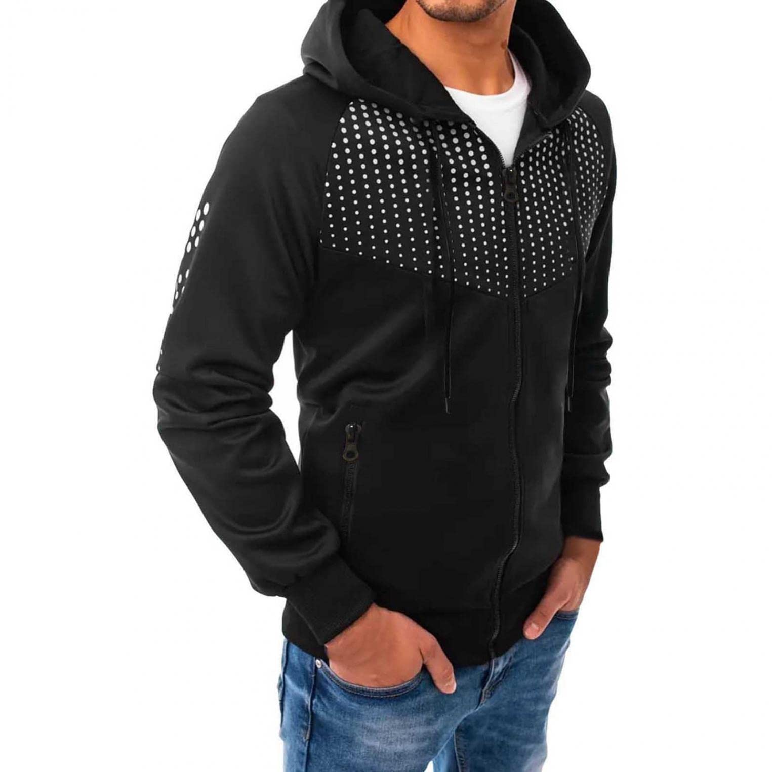 Men's Color Block Zip Up Hoodie - Stylish Full Zip Front Sweatshirt with Hood for Casual Wear, Gym & Outdoor Activities