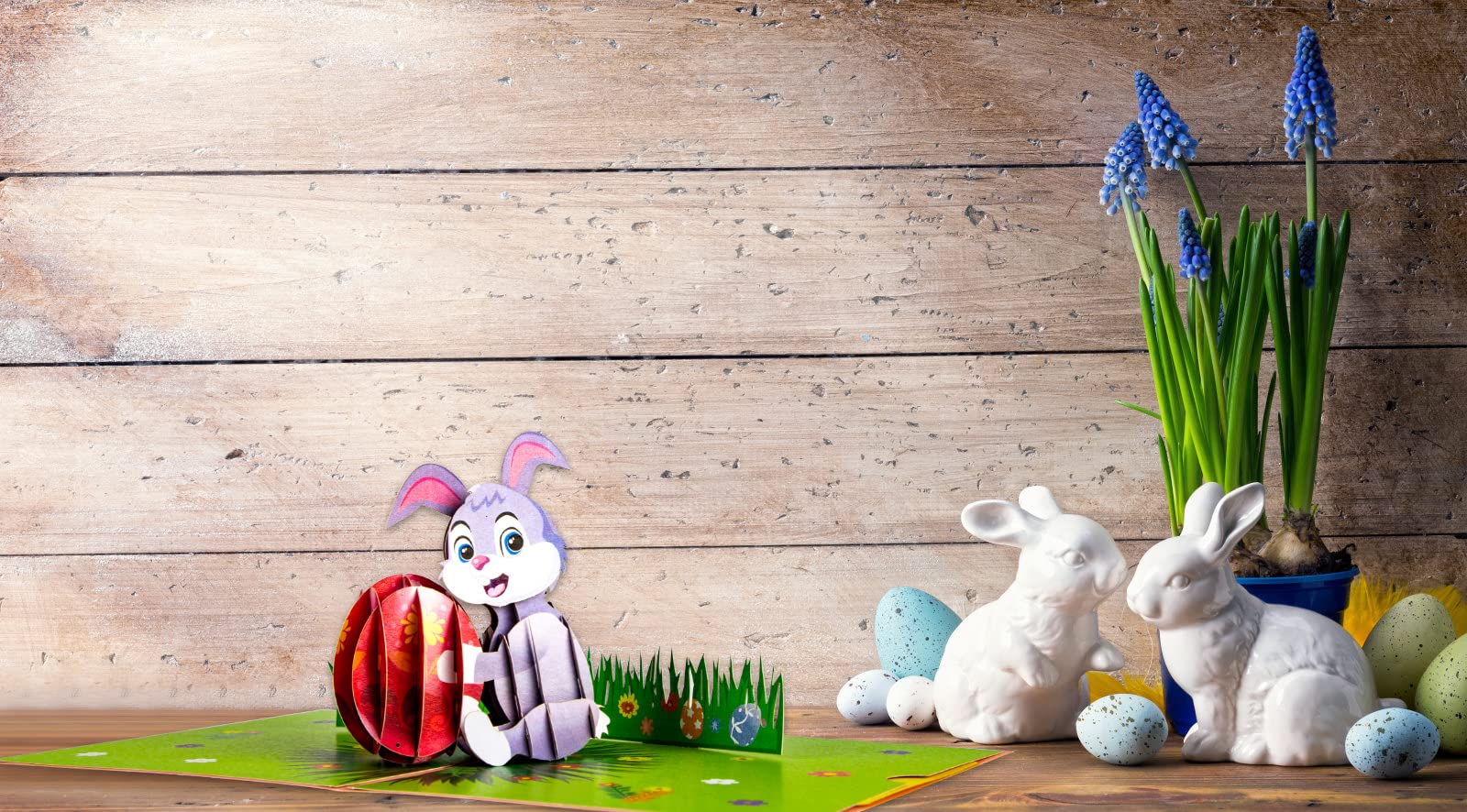 FLYAB 3D Easter Pop Up Greeting Card - Funny Bunny & Eggs Design with Envelope | Spring Festival Gift for Kids, Children, Boys, Girls, Grandsons & Granddaughters | Perfect for Easter Celebrations, Birthday Surprises & Holiday Greetings