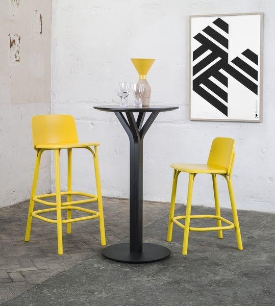 Bloom Bentwood Cocktail Height Table by Ton - Modern Round Bar Table for Living Room, Patio & Small Spaces - Perfect for Cocktails, Coffee & Conversation