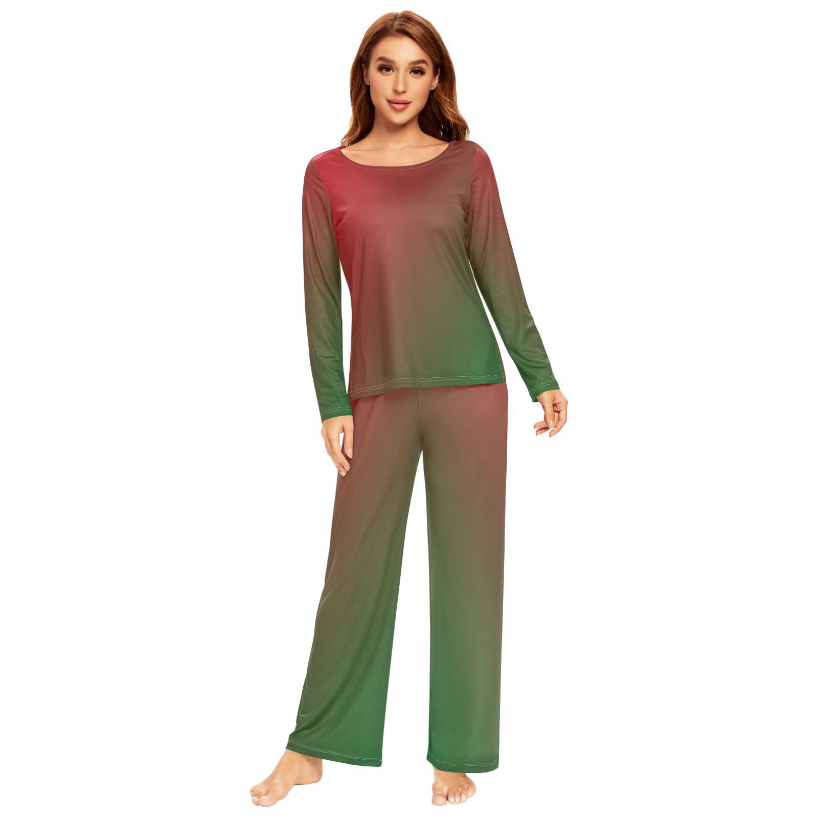 Women's Long Sleeve Blue Chocolate Pajama Set - Soft Sleepwear & Lounge Outfit for Comfortable Nights | Perfect for Relaxing at Home, Sleepovers & Cozy Evenings