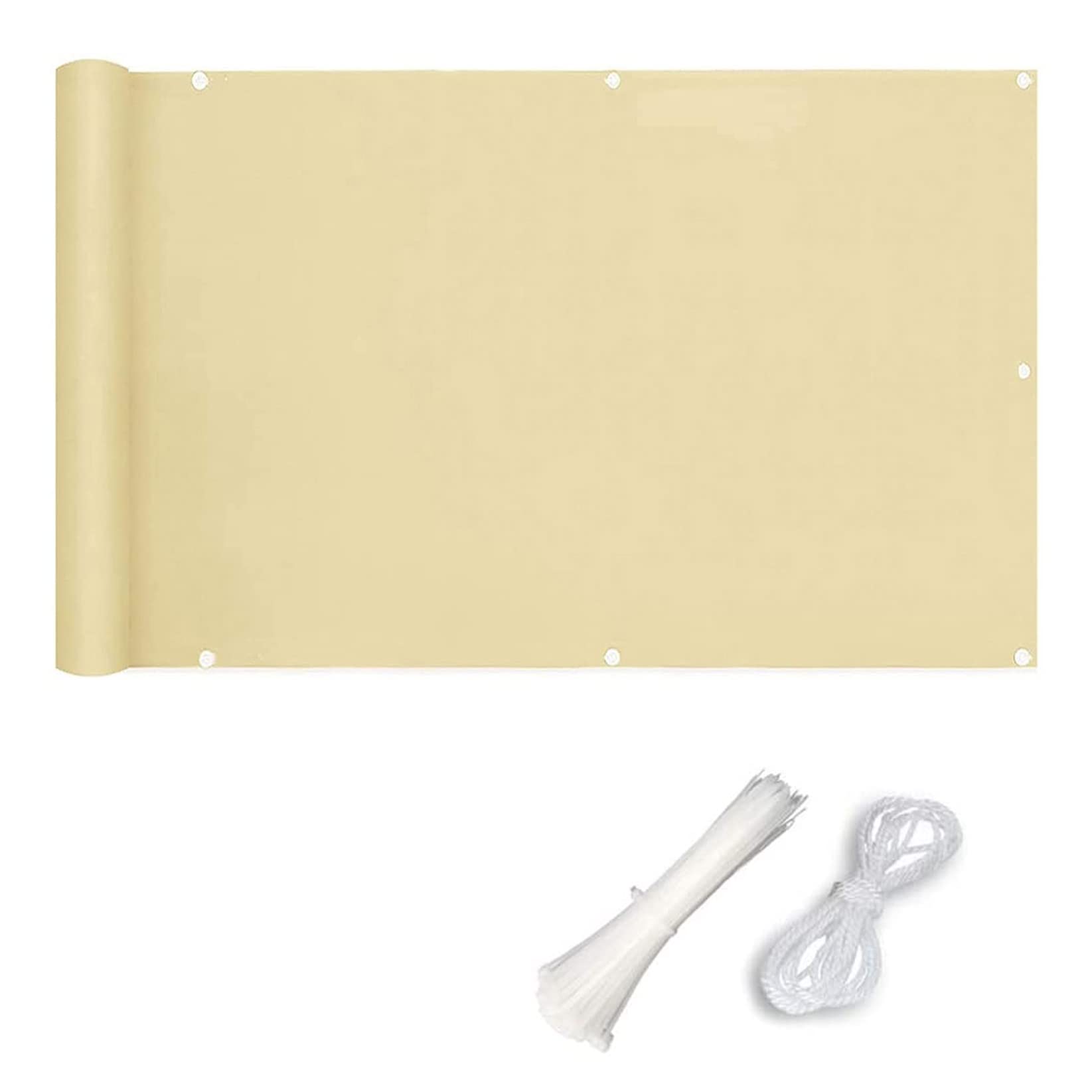 0.9x7.5m Beige Balcony Privacy Screen - High Visibility Reduction Cover with Cable Ties for Balcony, Backyard, Patio, Porch & Garden | Perfect for Outdoor Privacy, Shade & Wind Protection