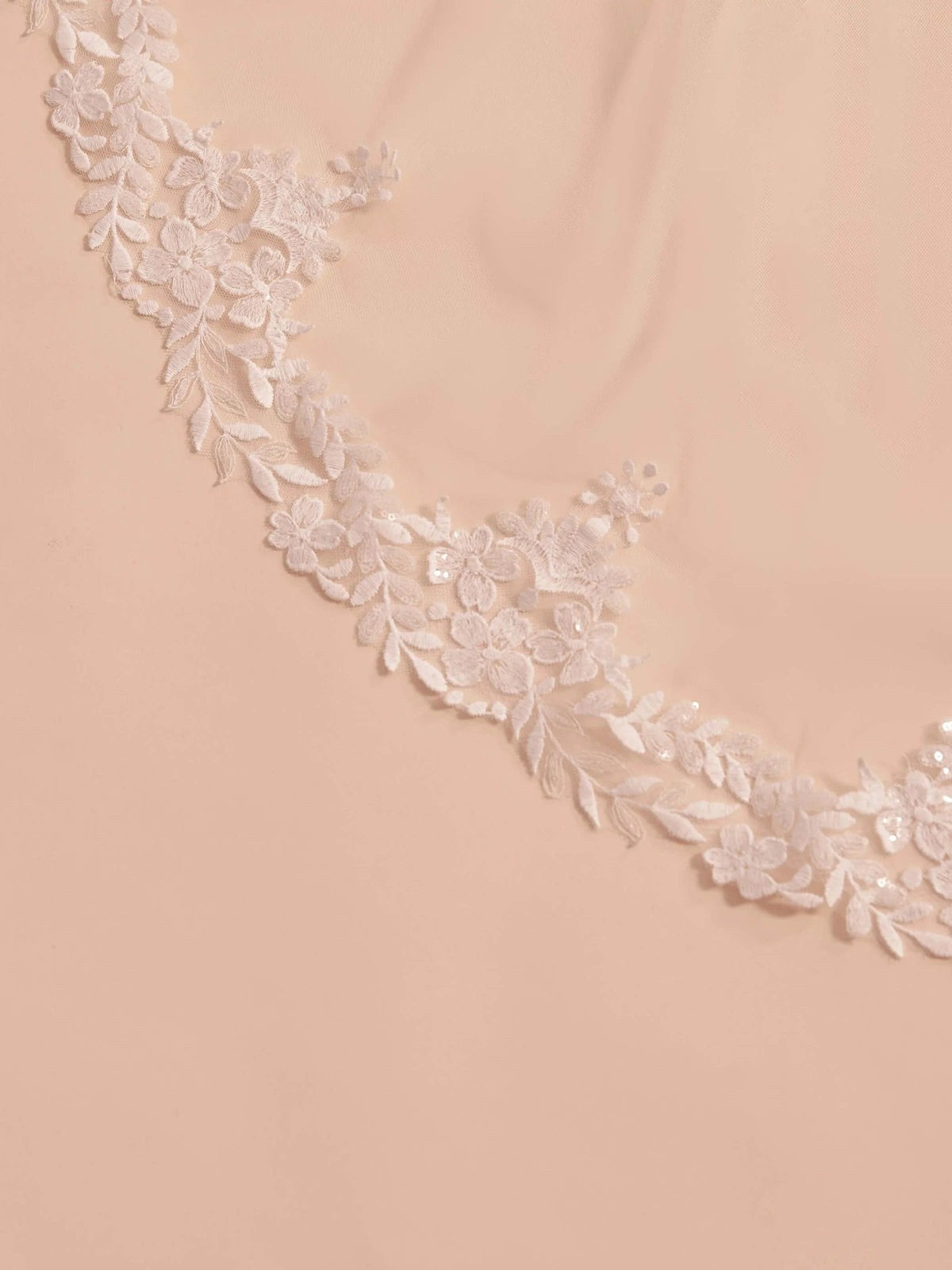 Elegant Chapel Length Wedding Veil with Sequinned Lace Edge - Perfect for Bridal Ceremonies, Photos & Formal Events | Style S407