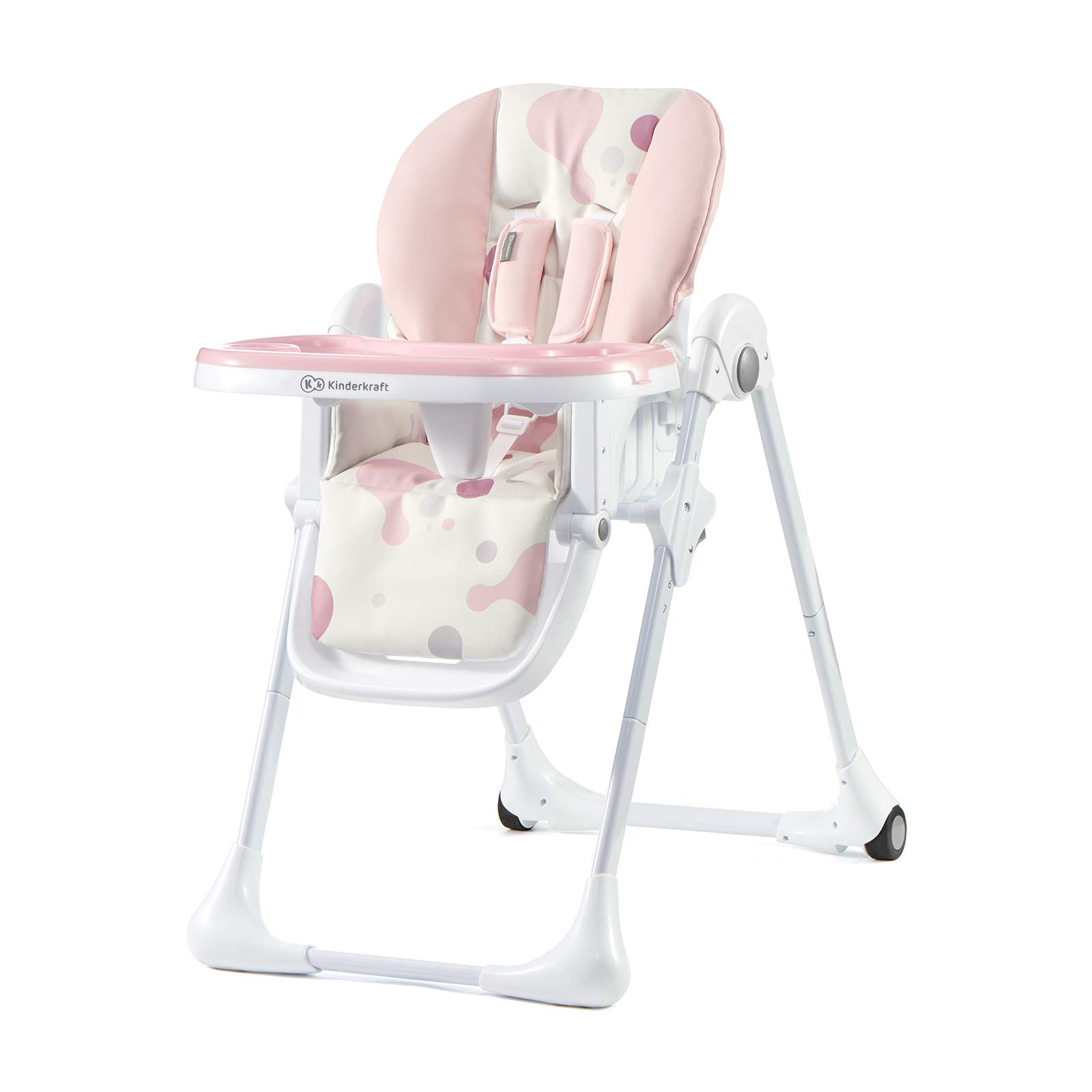 Kinderkraft YUMMY Foldable High Chair - Pink | Portable Baby Feeding Seat for Home, Restaurant & Travel | Safe & Comfortable Toddler Dining Chair