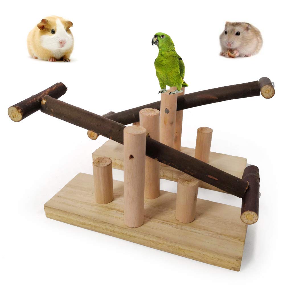 Colorful Wooden Bird Toy for Parrots - Climbing Stand, Seesaw, Swing & Chew Play Gym - Cage Accessories for Biting, Exercise & Entertainment - Perfect for Playtime & Mental Stimulation