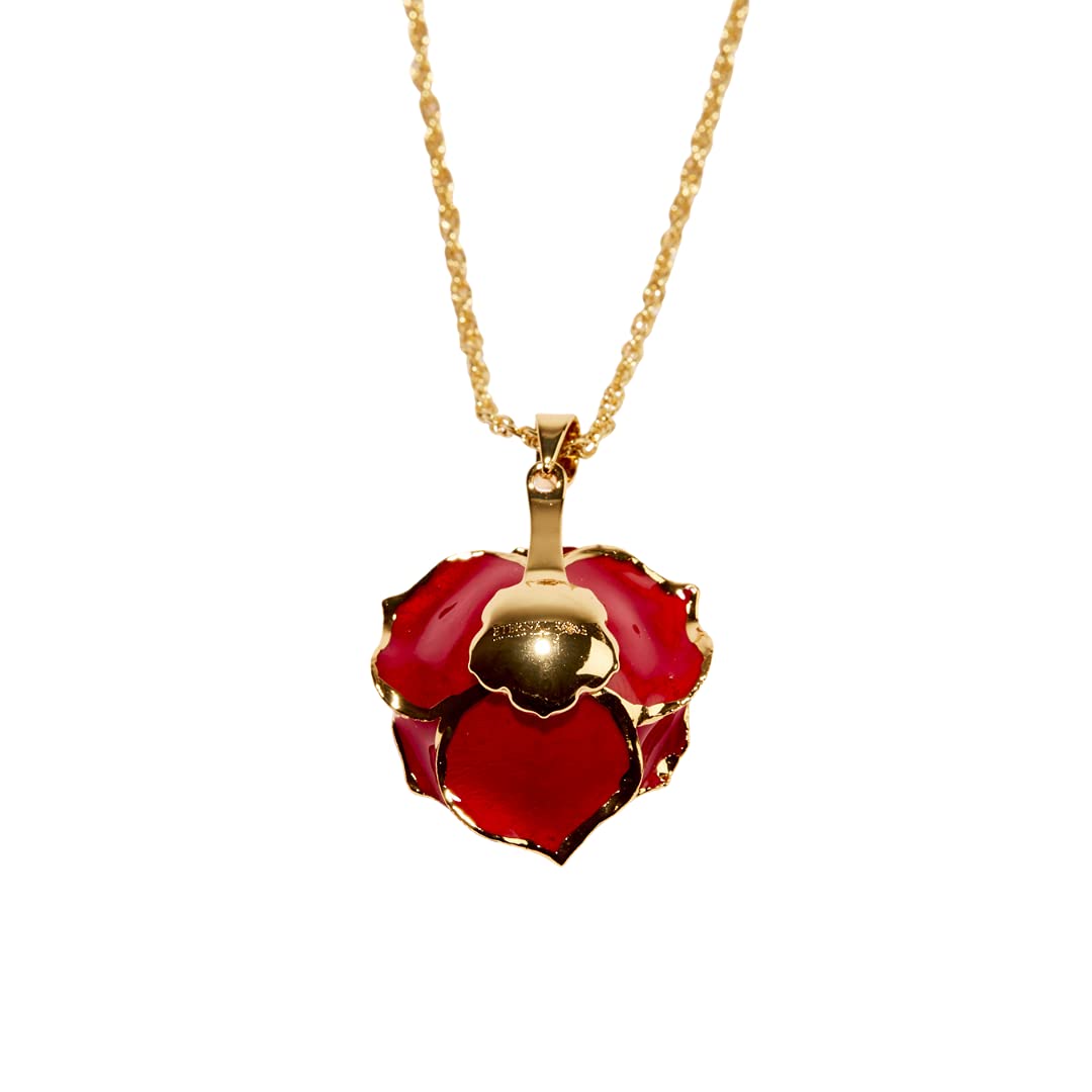 24K Gold Dipped Eternal Rose Necklace - Real Preserved Forever Rose Jewelry for Women, Anniversary Gift, Valentine's Day Present, Wedding Proposal Romantic Keepsake