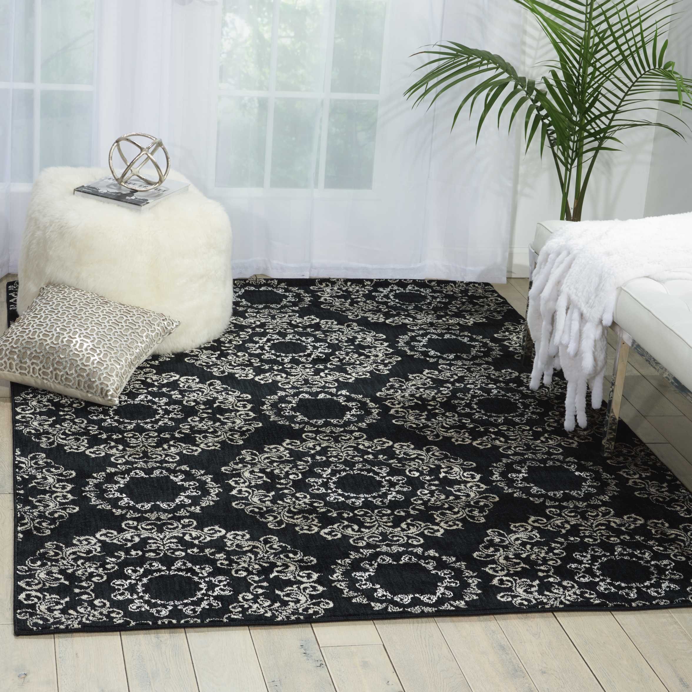 Nourison Tranquility Transitional Black 5'3