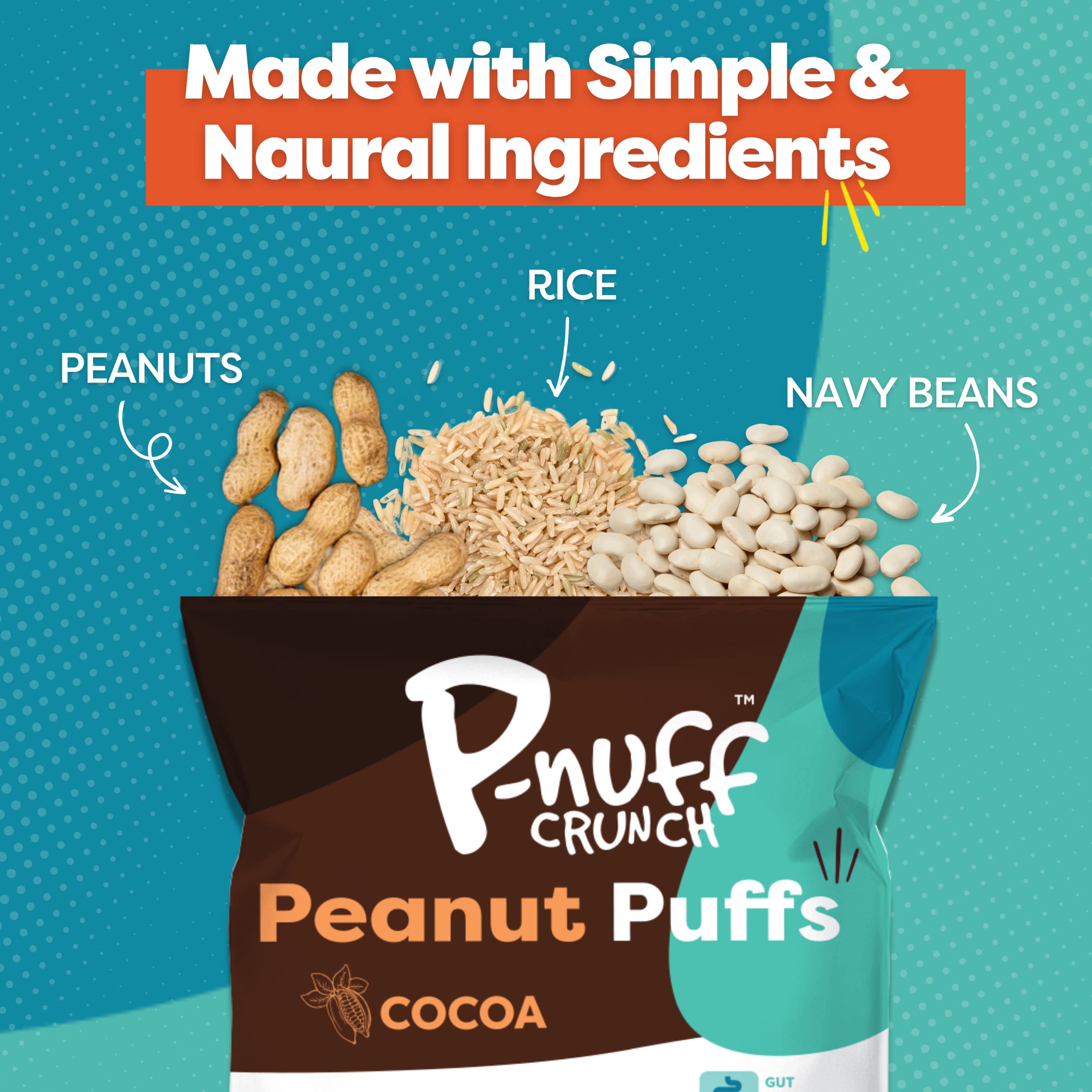 Pnuff Crunch Peanut Butter Puffs - Healthy Low Calorie Gluten Free Vegan High Protein Keto Snacks - As Seen on Shark Tank - Cocoa Flavor 4 Oz Bag (Pack of 15) - Perfect for Office Snacking, Weight Loss Diets & On-the-Go Nutrition