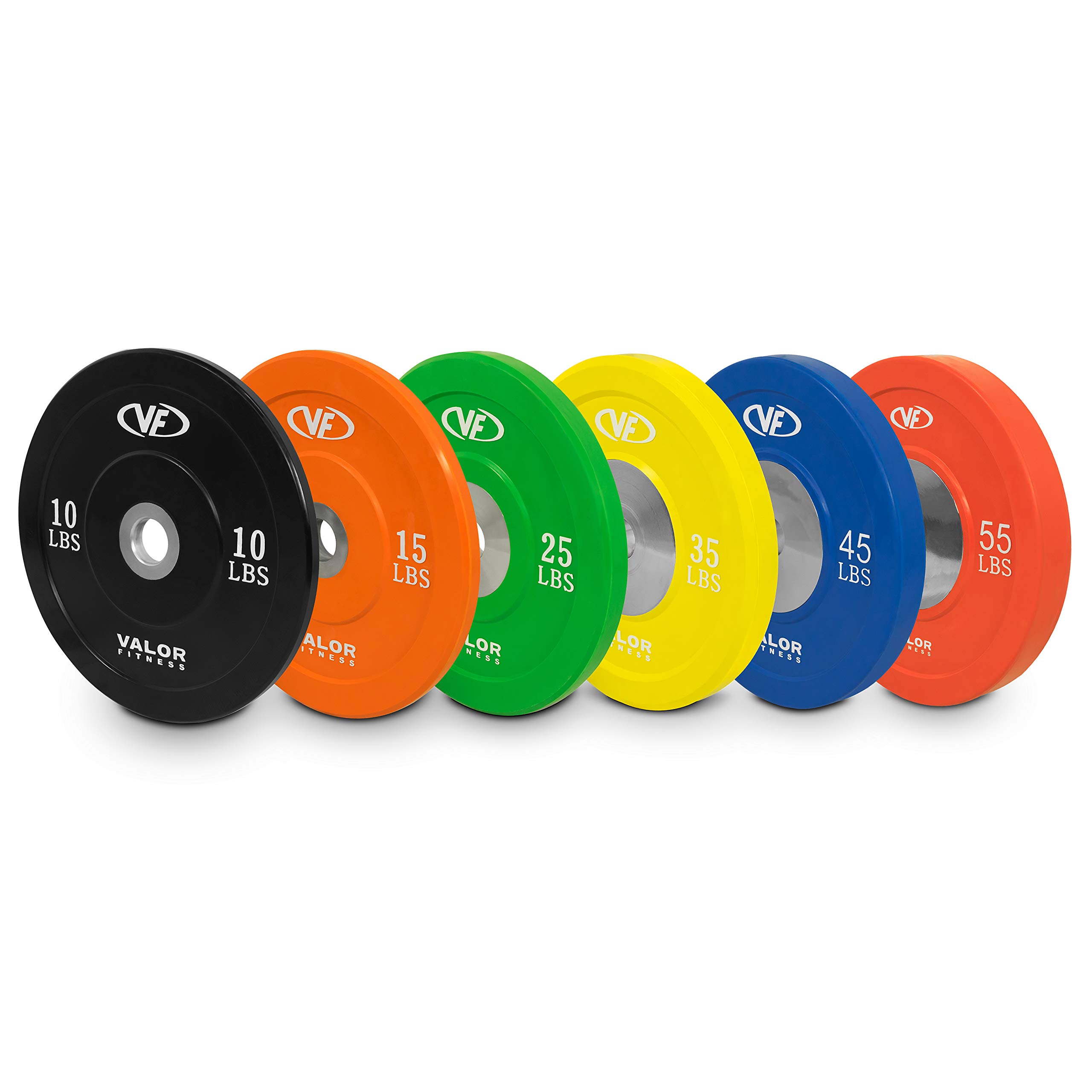 Valor Fitness BPX Rubber Bumper Plates - Olympic Weight Lifting Plates for CrossFit, Strength Training & Home Gym Workouts - Durable Rubber Coated Plates for Weightlifting, Powerlifting & Functional Fitness Training