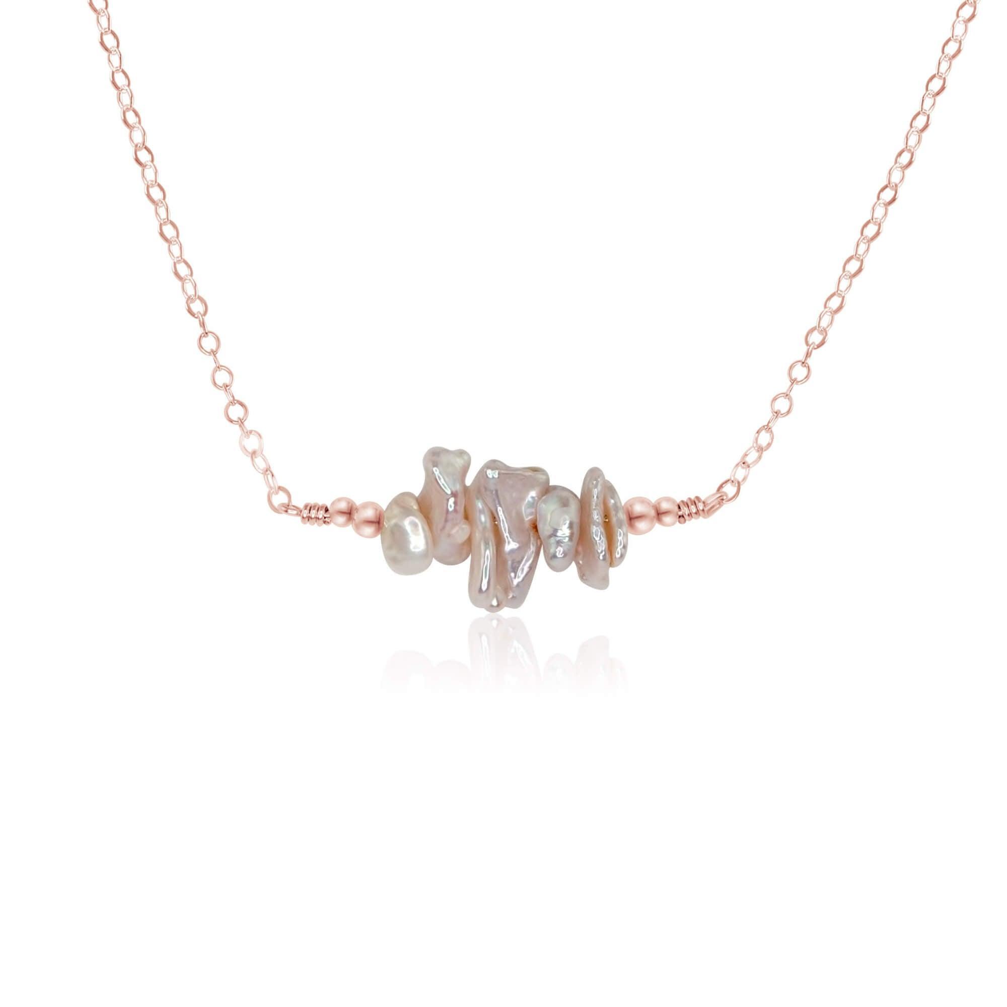 Elegant White Freshwater Pearl Chip Bead Bar Necklace - Dainty Layering Jewelry for Women, Perfect for Weddings, Date Nights & Everyday Wear