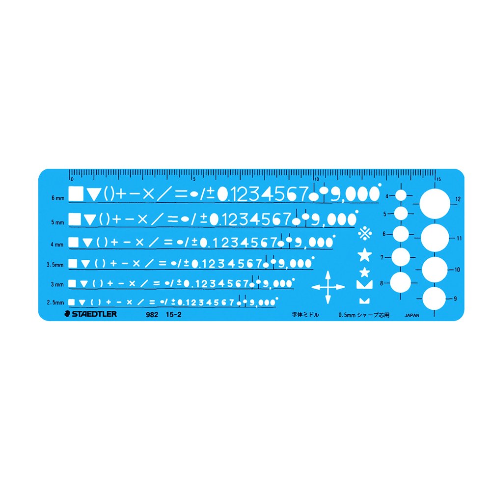 STAEDTLER 982 15-2 Template Number Ruler 0.5mm for Mechanical Pencils - Precision Drafting Tool for Architects & Engineers - Perfect for Technical Drawings and School Projects