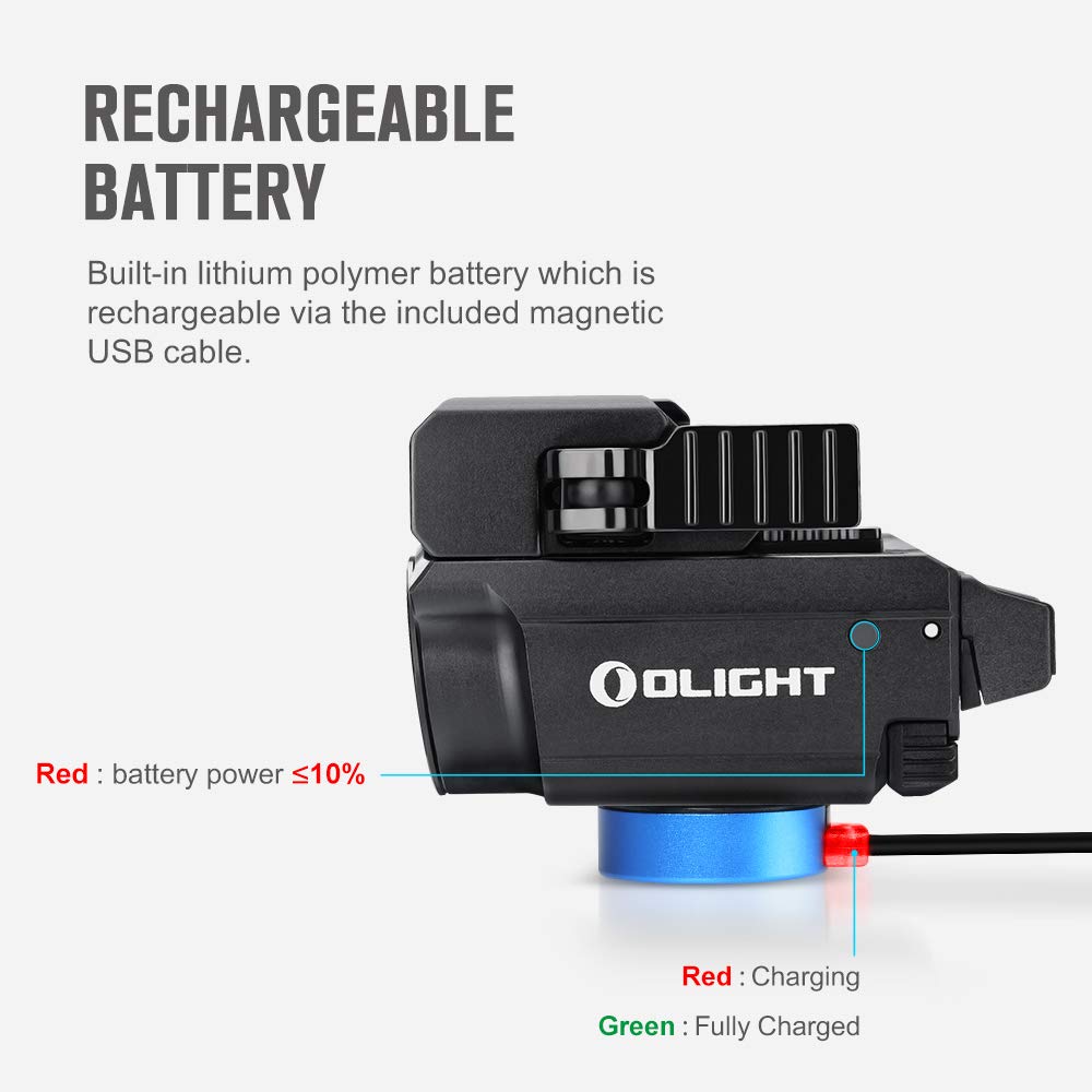 OLIGHT Baldr RL Mini 600 Lumens Compact Rail Mounted Tactical Flashlight - Red & White LED Combo, Magnetic USB Rechargeable, Fits 1913/GL Rails - Perfect for Home Defense, Hunting & Tactical Operations