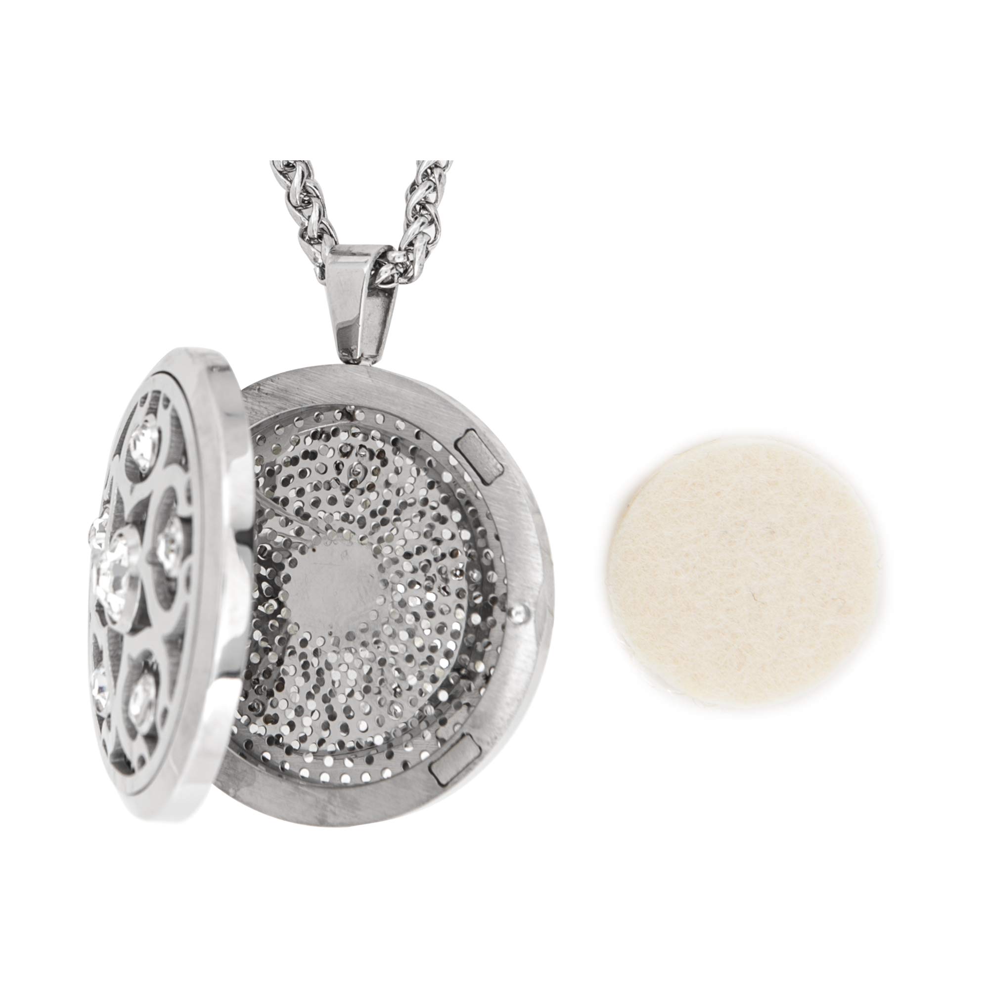Serina & Company Crystal Aromatherapy Essential Oil Diffuser Necklace - Stainless Steel Pendant with 18
