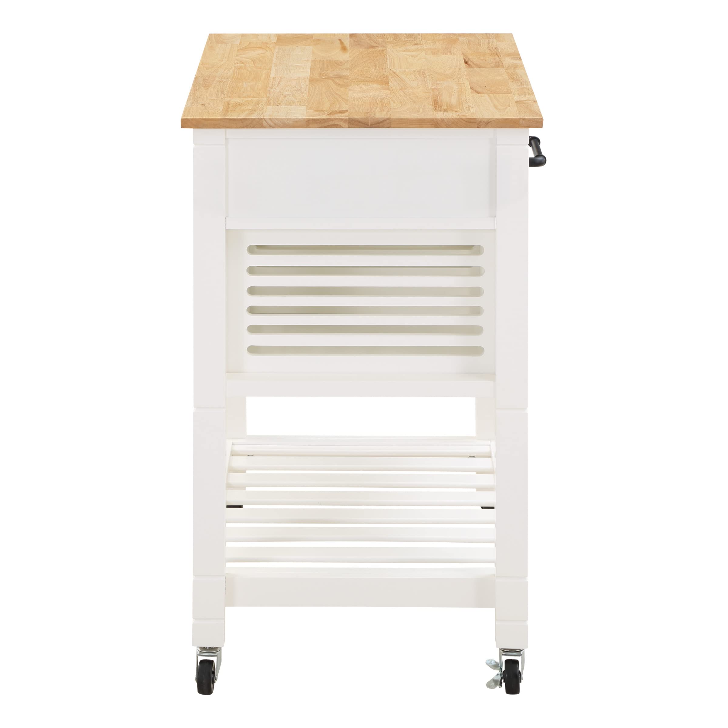 OSP Stafford Kitchen Cart with Granite Top & Grey Base - 2 Deep Drawers, Pull-Out Storage & Slatted Shelf - Perfect for Small Kitchens, Apartments & Outdoor Entertaining