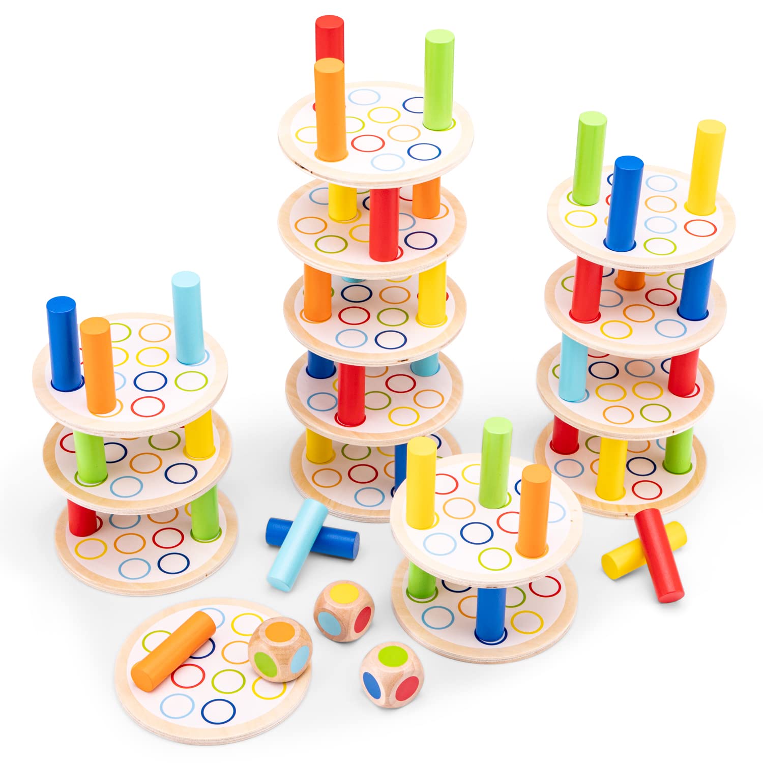 Classic Wooden Stacking Tower Balancing Game - 10809 - Fun Family Board Game for Kids & Adults - Perfect for Parties, Gifts & Indoor Activities