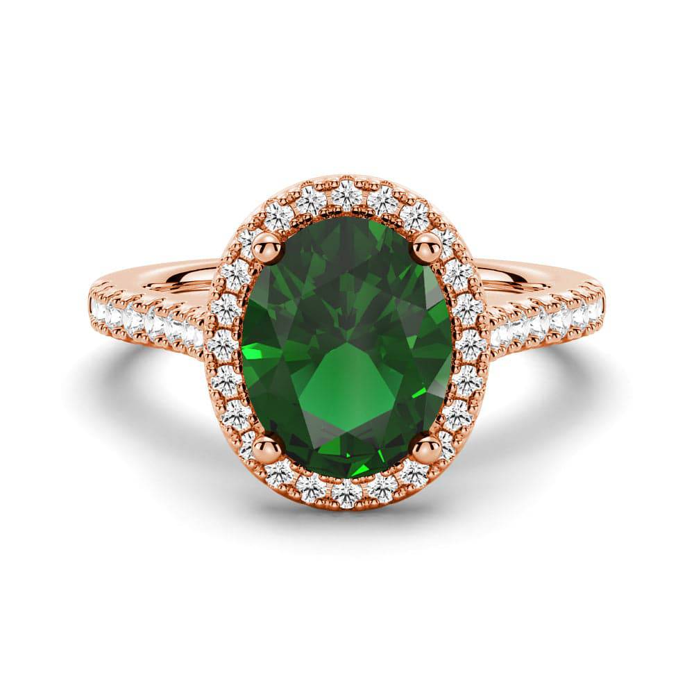 2 Carat Oval Emerald Halo Engagement Ring - Vintage Inspired Wedding Band for Women - Perfect for Proposals, Anniversaries & Special Occasions