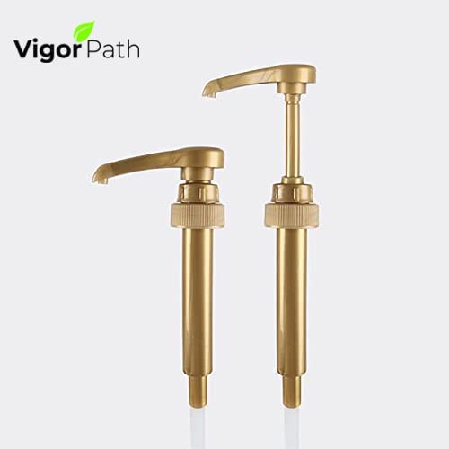 Gold Coffee Syrup Pumps (6 Pack) - Dispenser Pump for 25.4 Oz/750ml Syrup Bottles - Perfect for Coffee Shops, Bars & Home Brewing - Leak-Proof & Durable Coffee Flavoring Syrup Pump for Espresso, Latte & Iced Coffee Making